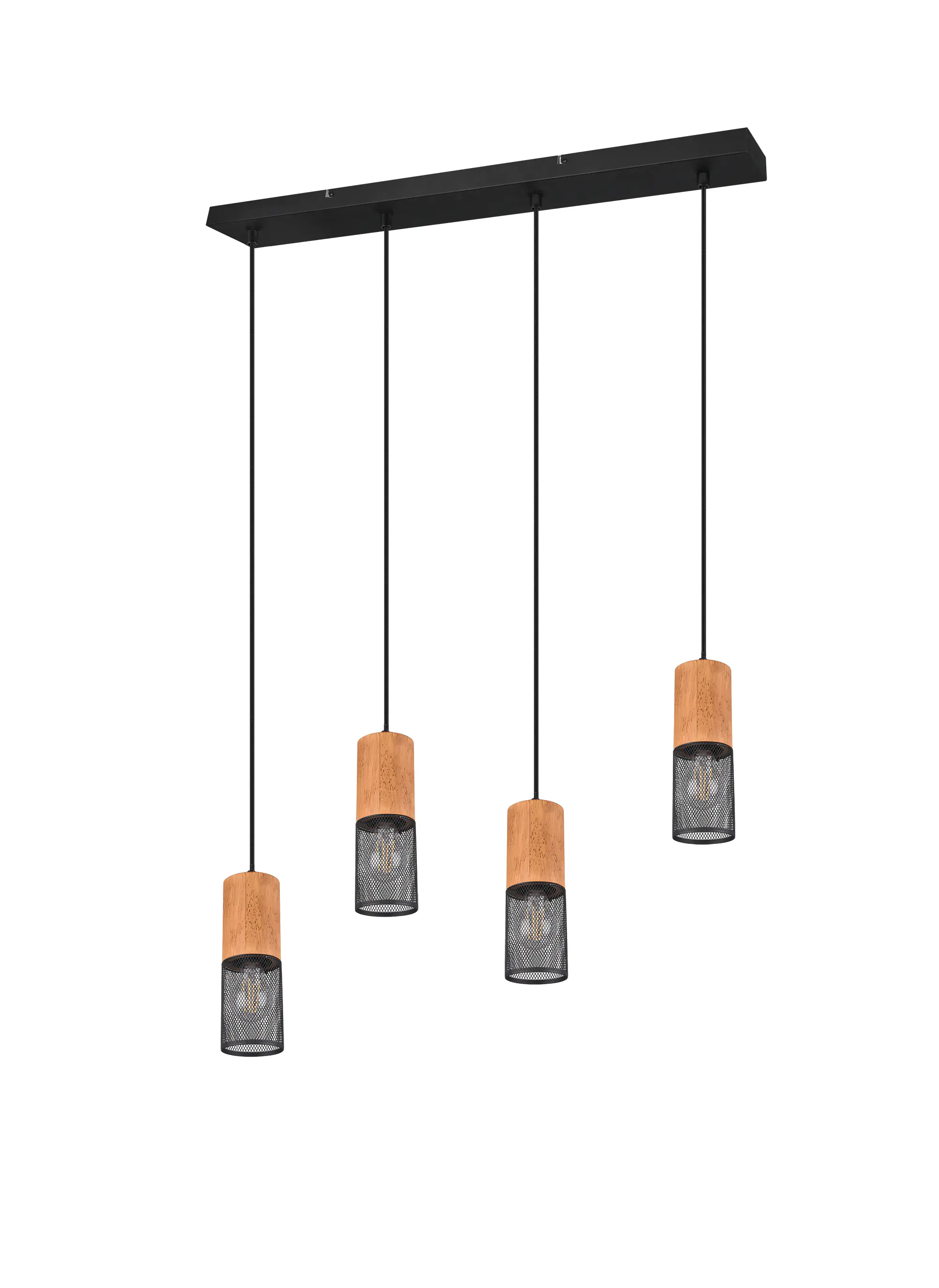 Trio Pendelleuchte Josh schwarz/holzfarbig 