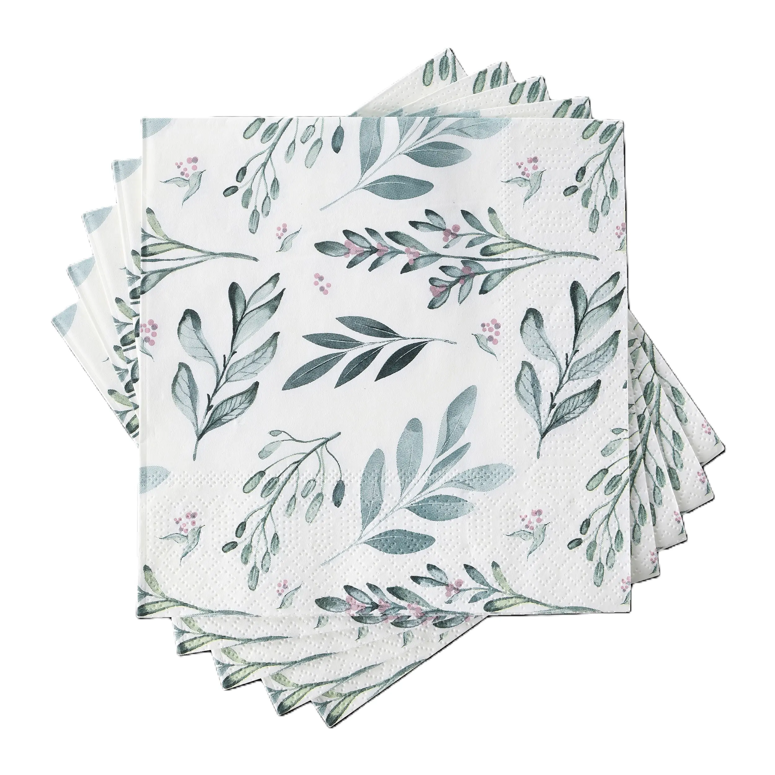 Eglo Servietten Motiv Blätter Mahuli blau weiß 17 x 17 cm - 20er Pack