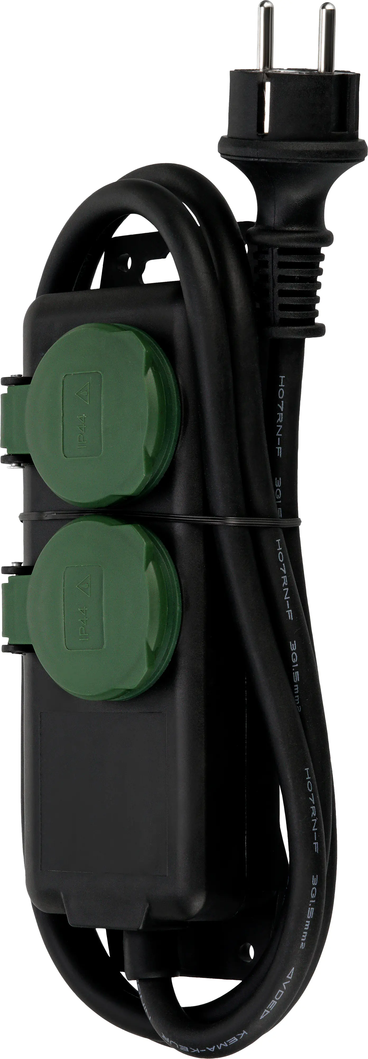 REV Steckdosenleiste 2-fach 1,4 m H07RN-F 3G1,5 mm², schwarz grün, IP 44