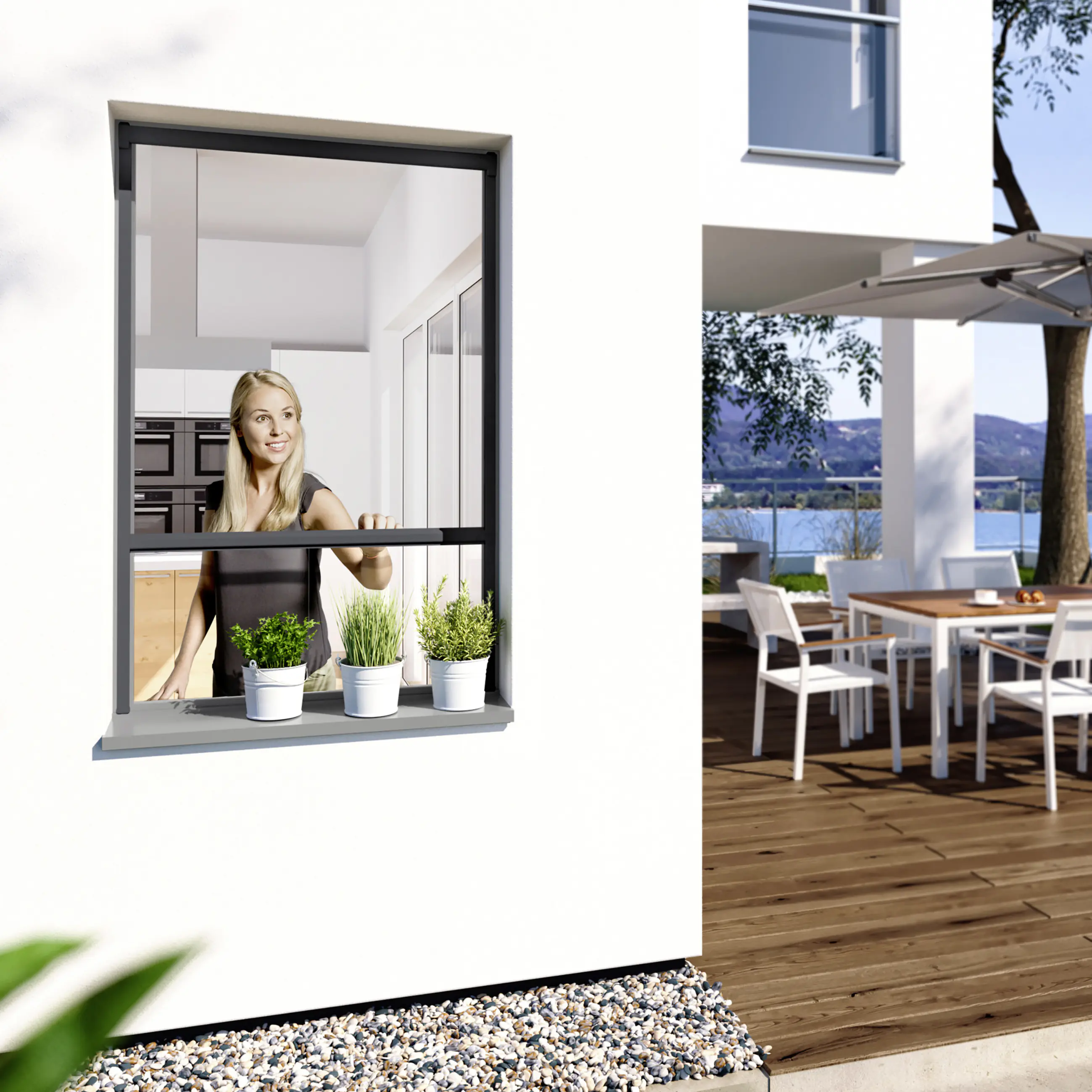 Windhager IS Maßrollo Fenster bis 100 x 160 cm schwarz/anthrazit