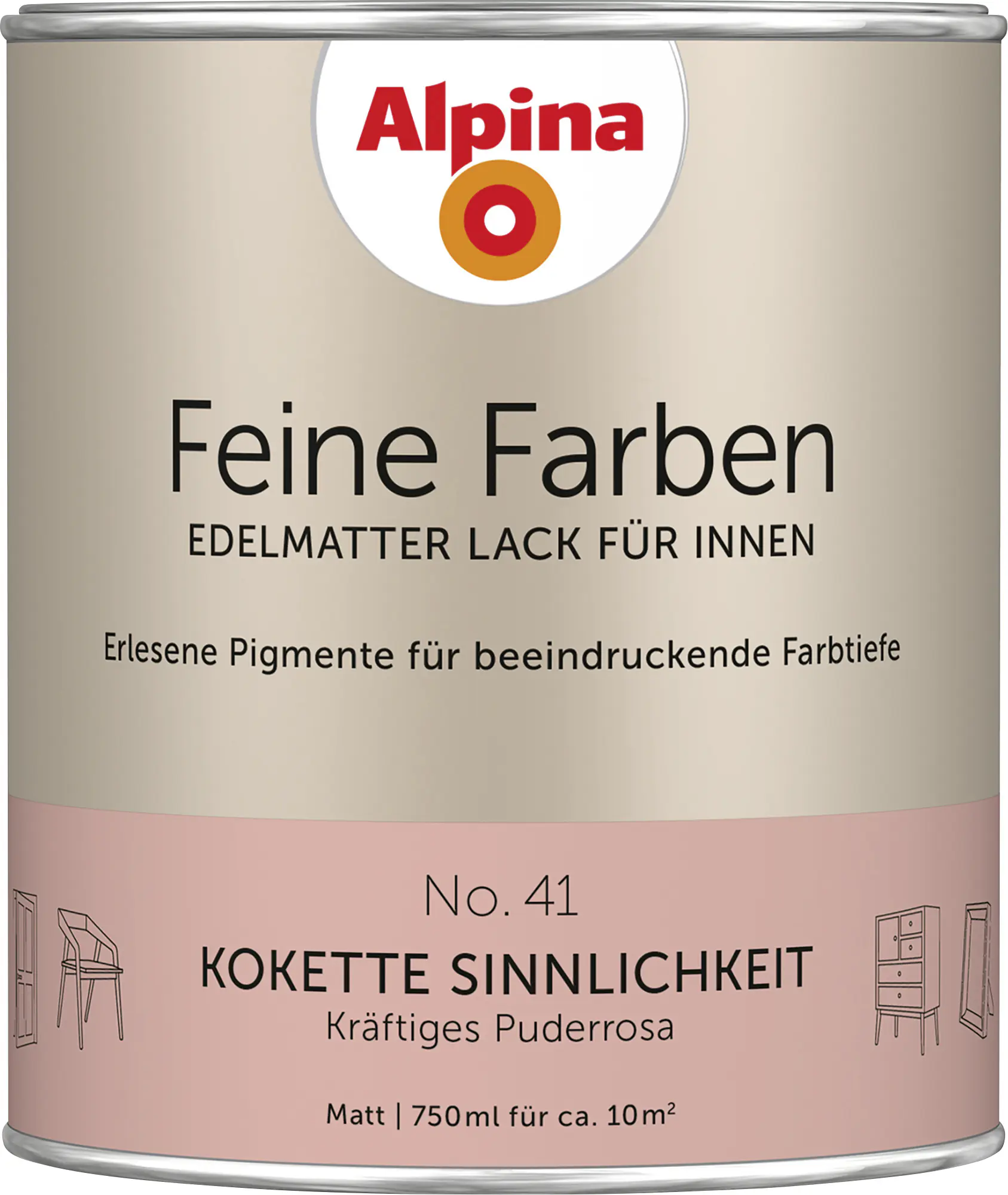 Alpina Feine Farben Lack No. 41 Kokette Sinnlichkeit - puderrosa 750 ml