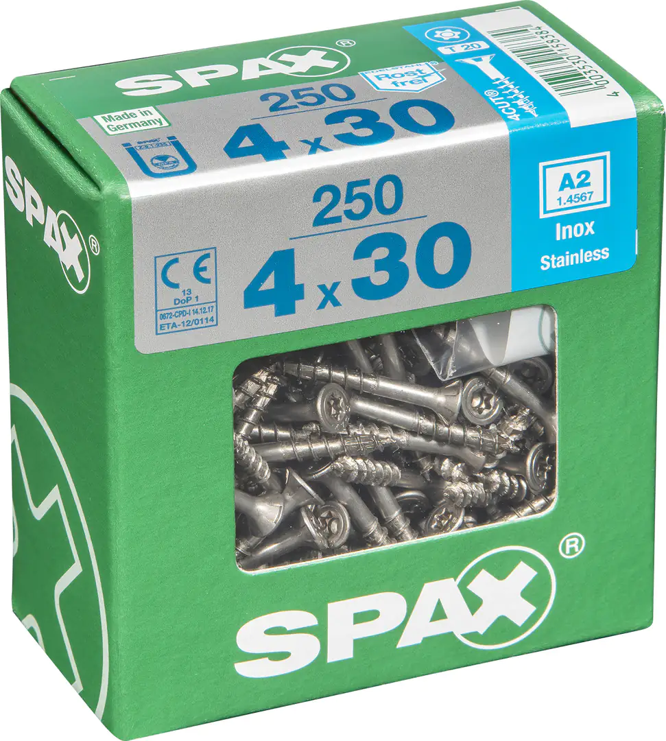 Spax Universalschrauben 4.0 x 30 mm TX 20 - 250 Stück Edelstahl