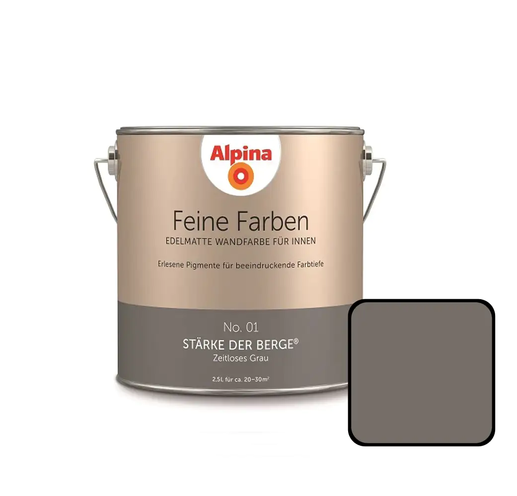 Alpina Feine Farben Wandfarbe No. 01 Stärke der Berge - zeitloses grau 2,5 L