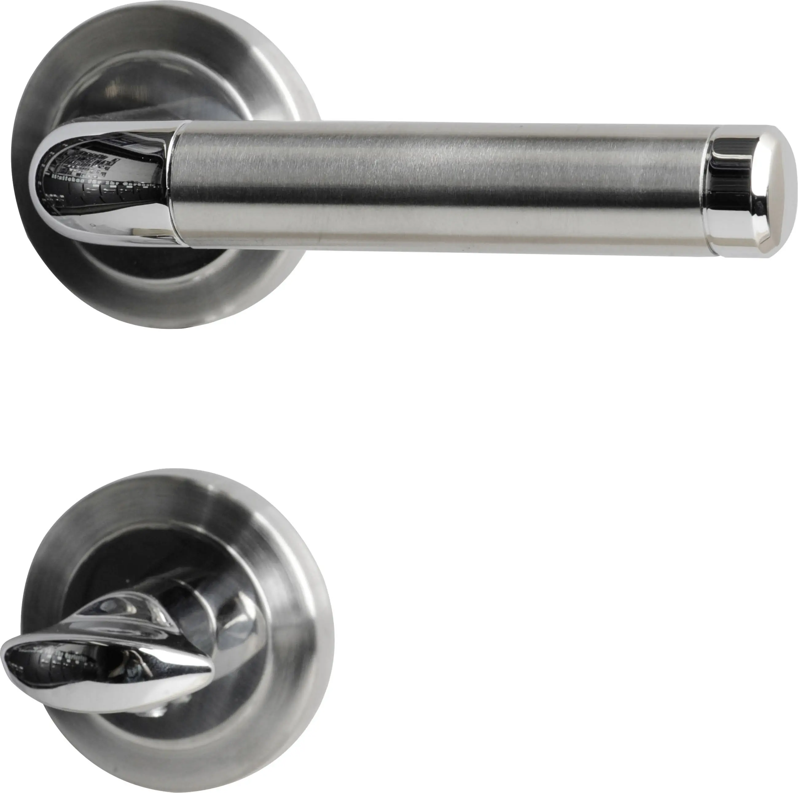 Südmetall WC-Türgriff-Garnitur Rosette Billy Edelstahl satiniert/poliert grau Ø 55 mm
