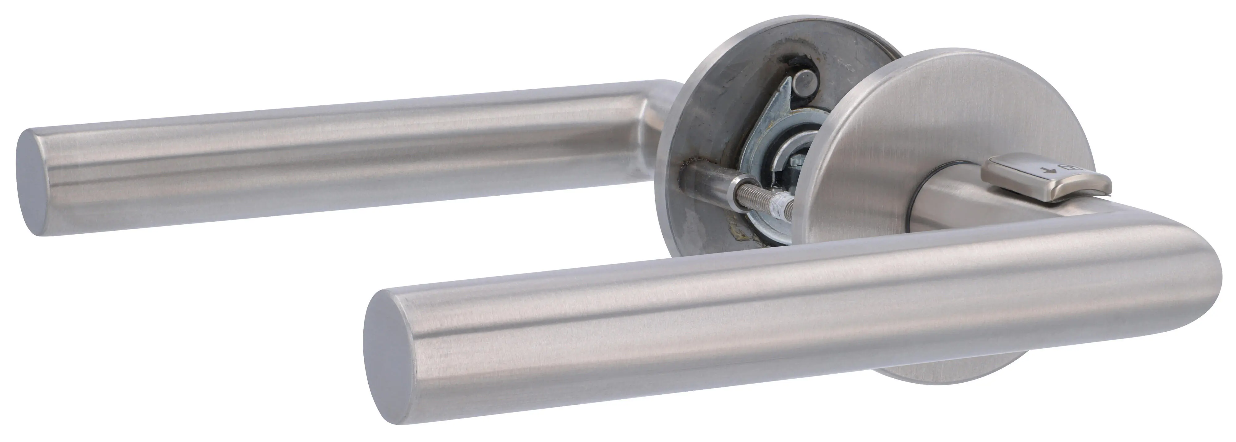 Alpertec WC-Türgriff-Garnitur Rosette Push4Lock Edelstahl lackiert silber matt Ø 55 mm links