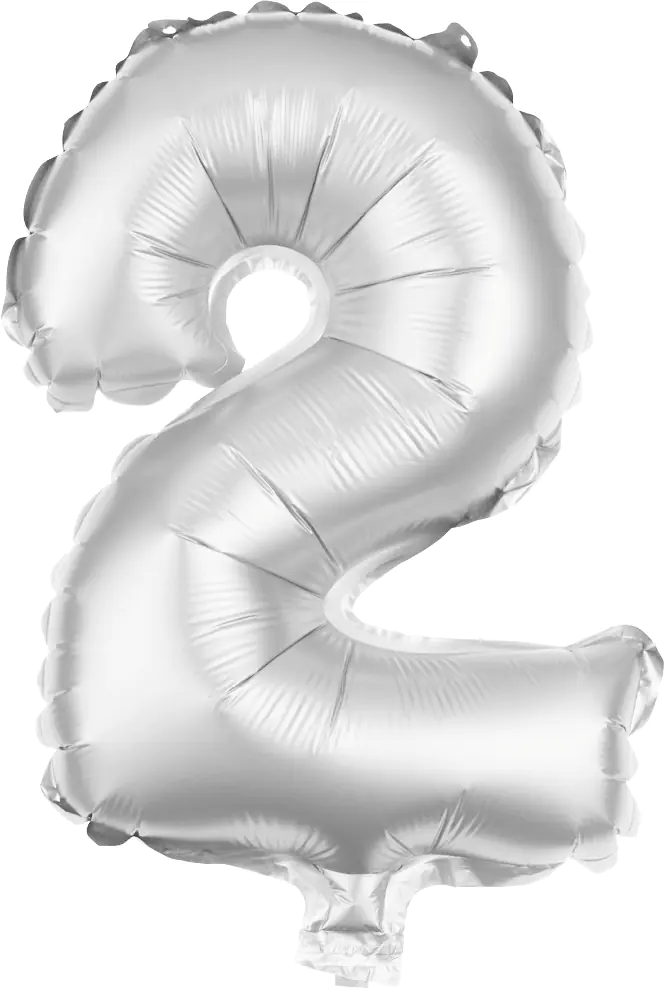 Folienballon Zahl 2 silber 100 cm