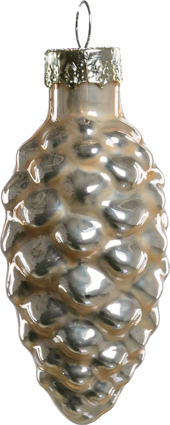 TrendLine Weihnachtskugeln Glas-Tannenzapfen 6 cm champagner 12 Stück
