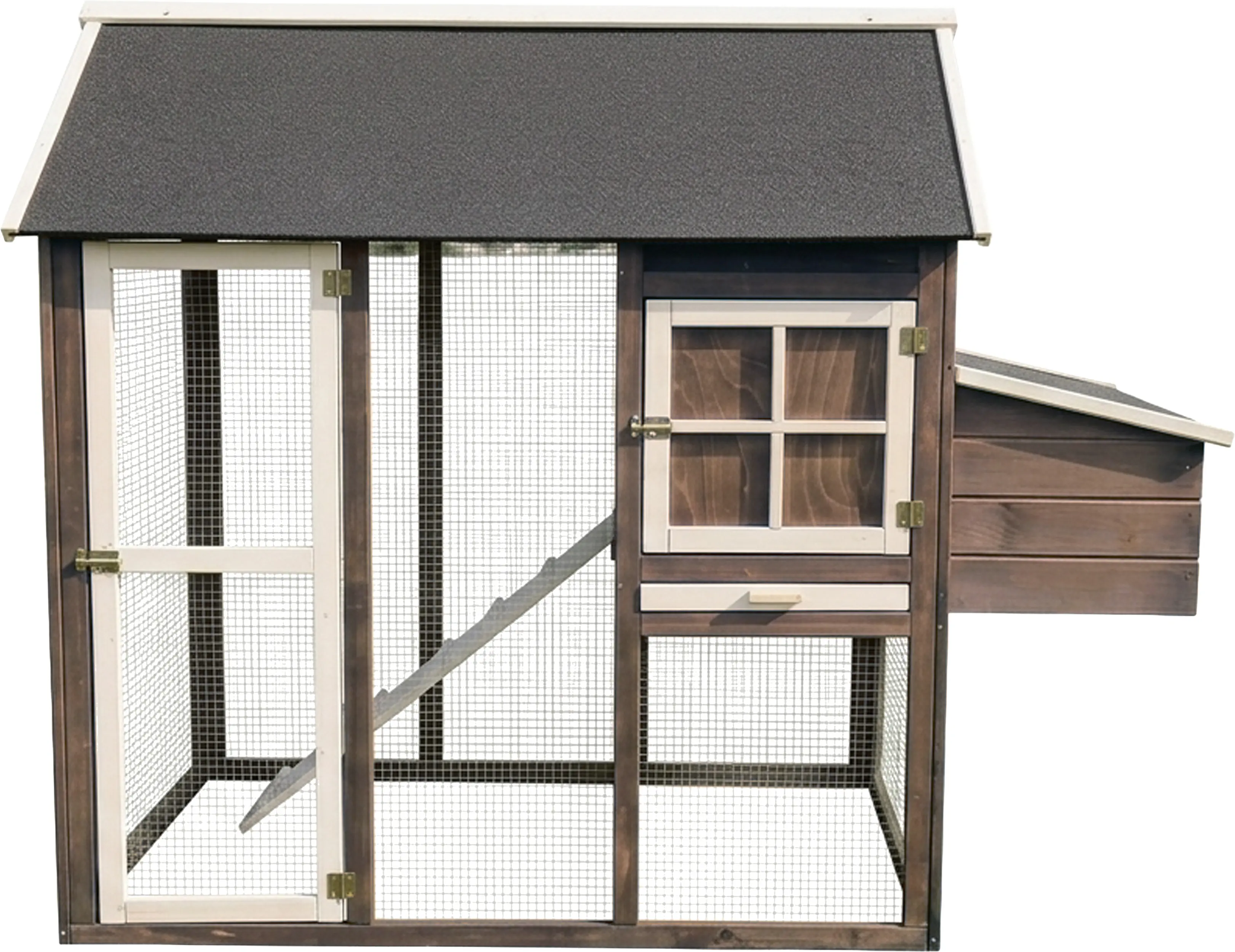 Hühnerhaus Cleo mit 148 x 189 cm Gehege & Legebox braun/anthrazit