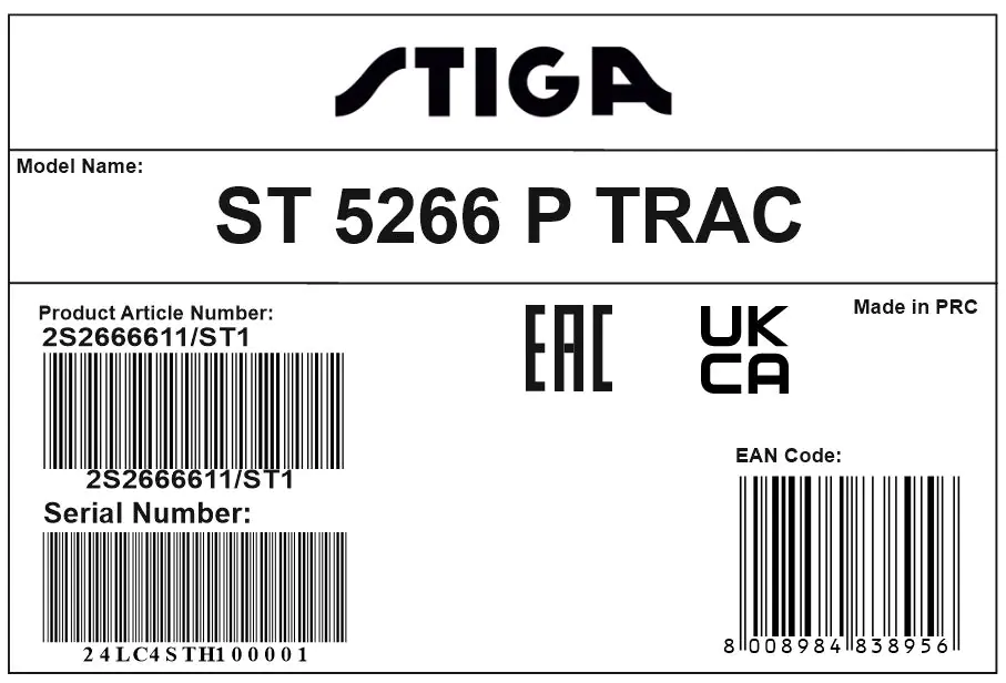 Stiga Benzin-Schneefräse ST 5266 P TRAC Arbeitsbreite 66 cm  6,2 kW