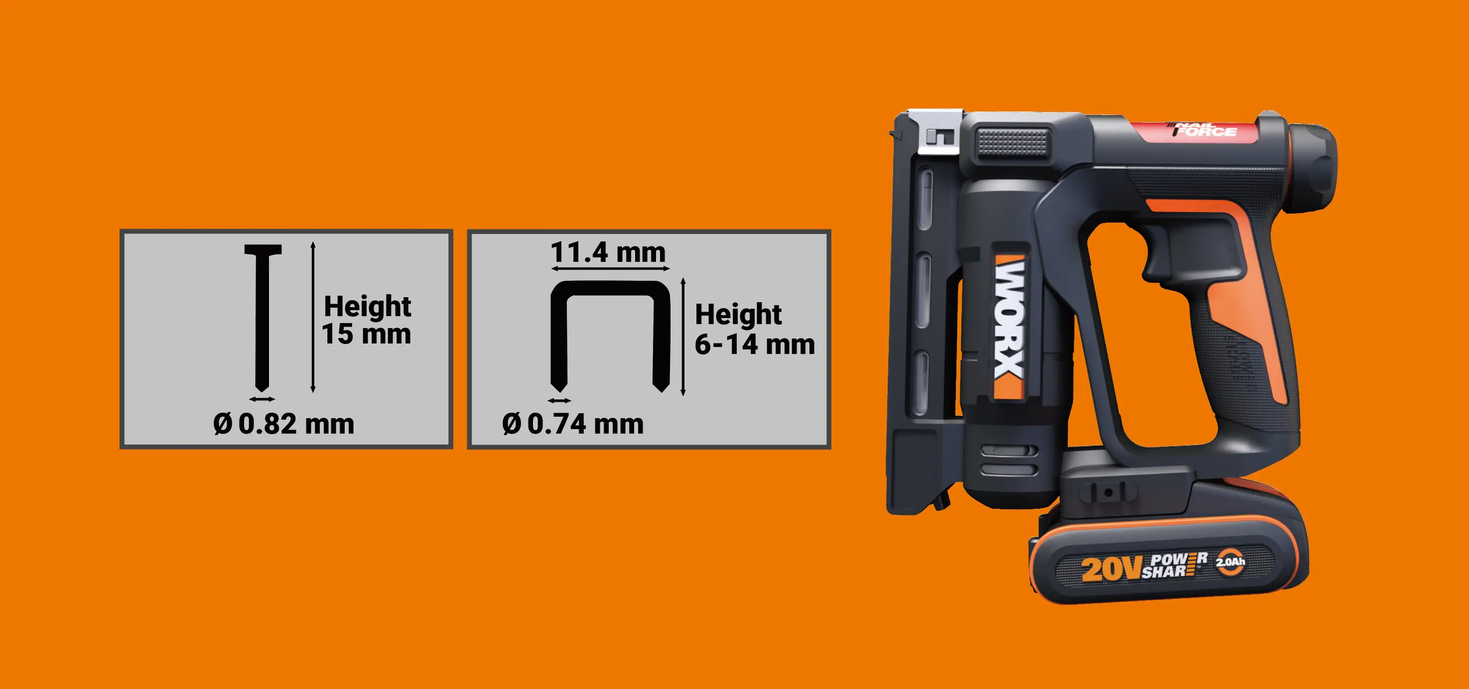 Worx Akku-Nagler & Tacker Nailforce WX843.9 20 V Solo