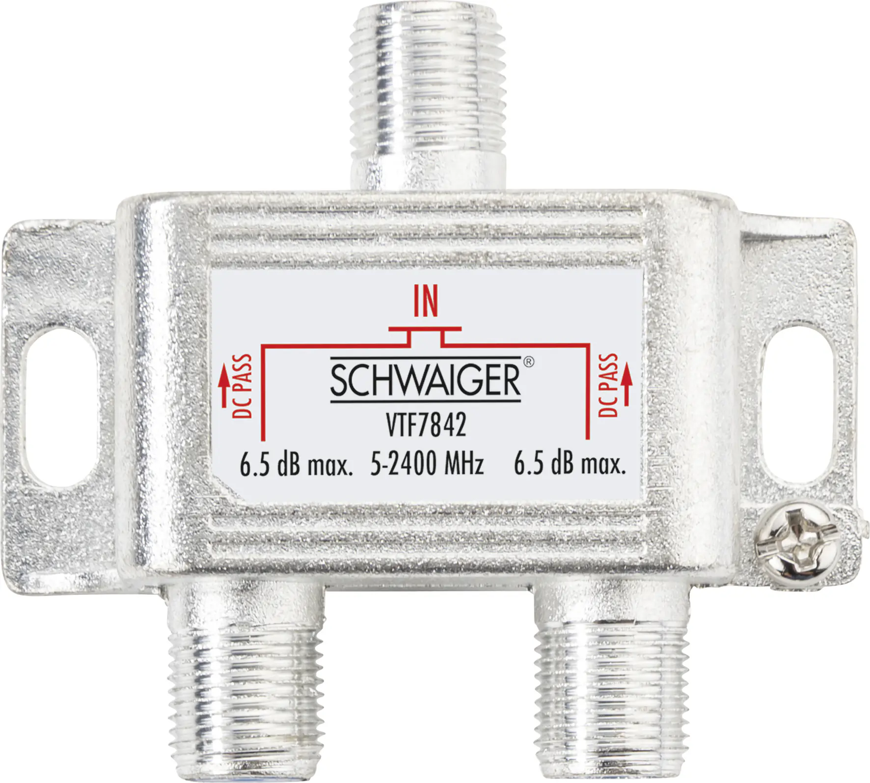 Schwaiger Verteiler VTF7842 531 4-fach 1x F Buchse auf 2x F Buchse, Dämpfung max. 6,5dB