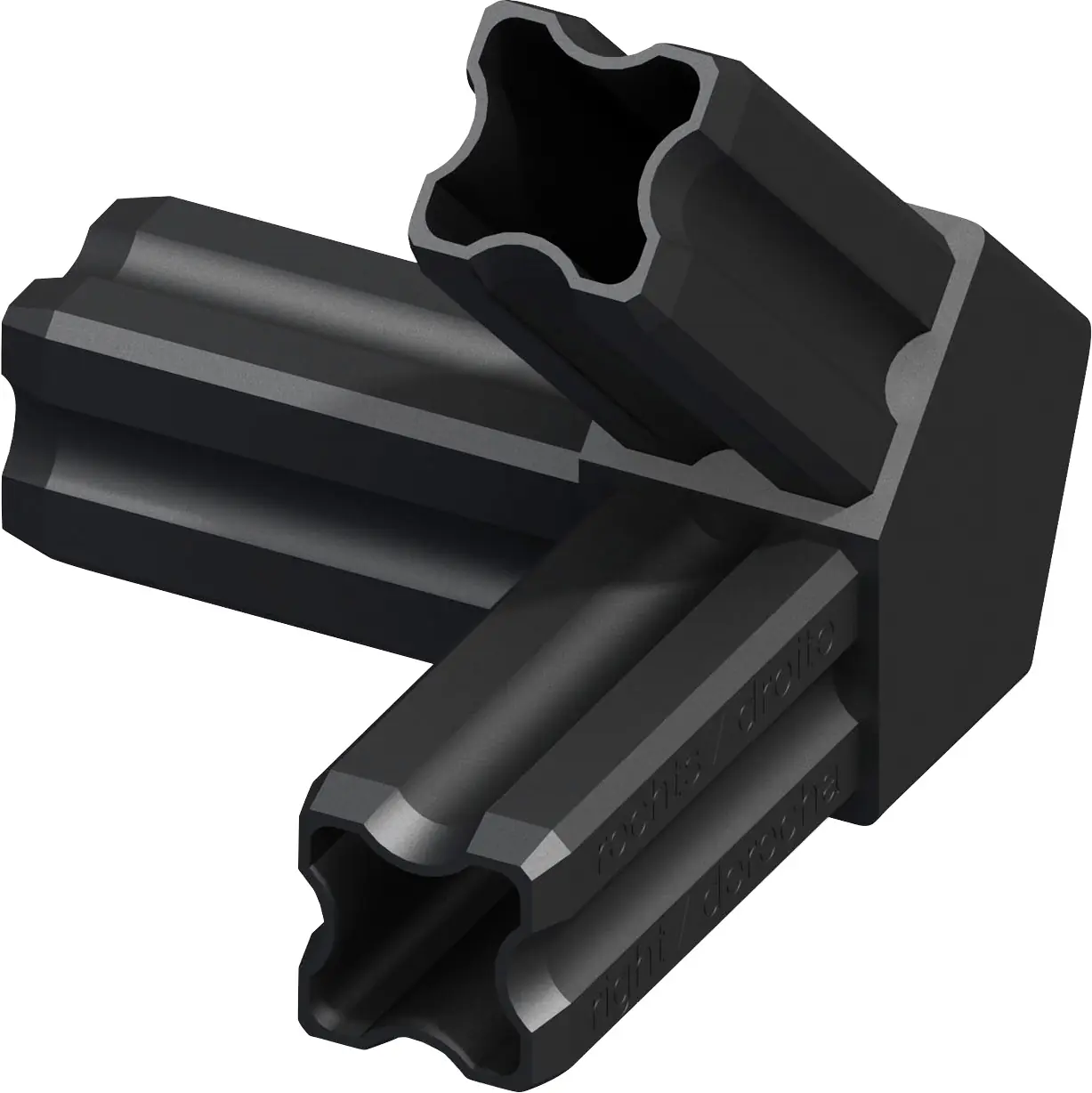 alfer Eck-Verbinder 45º rechts, 3 Zapfen 23.5 mm 23.5 mm Kunststoff schwarz