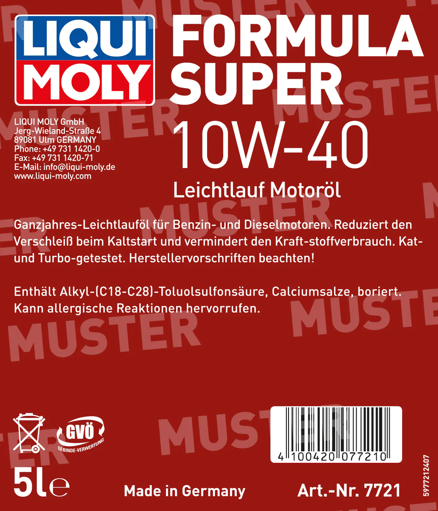 Liqui Moly Motoröl Formula Super 10W-40 5 L