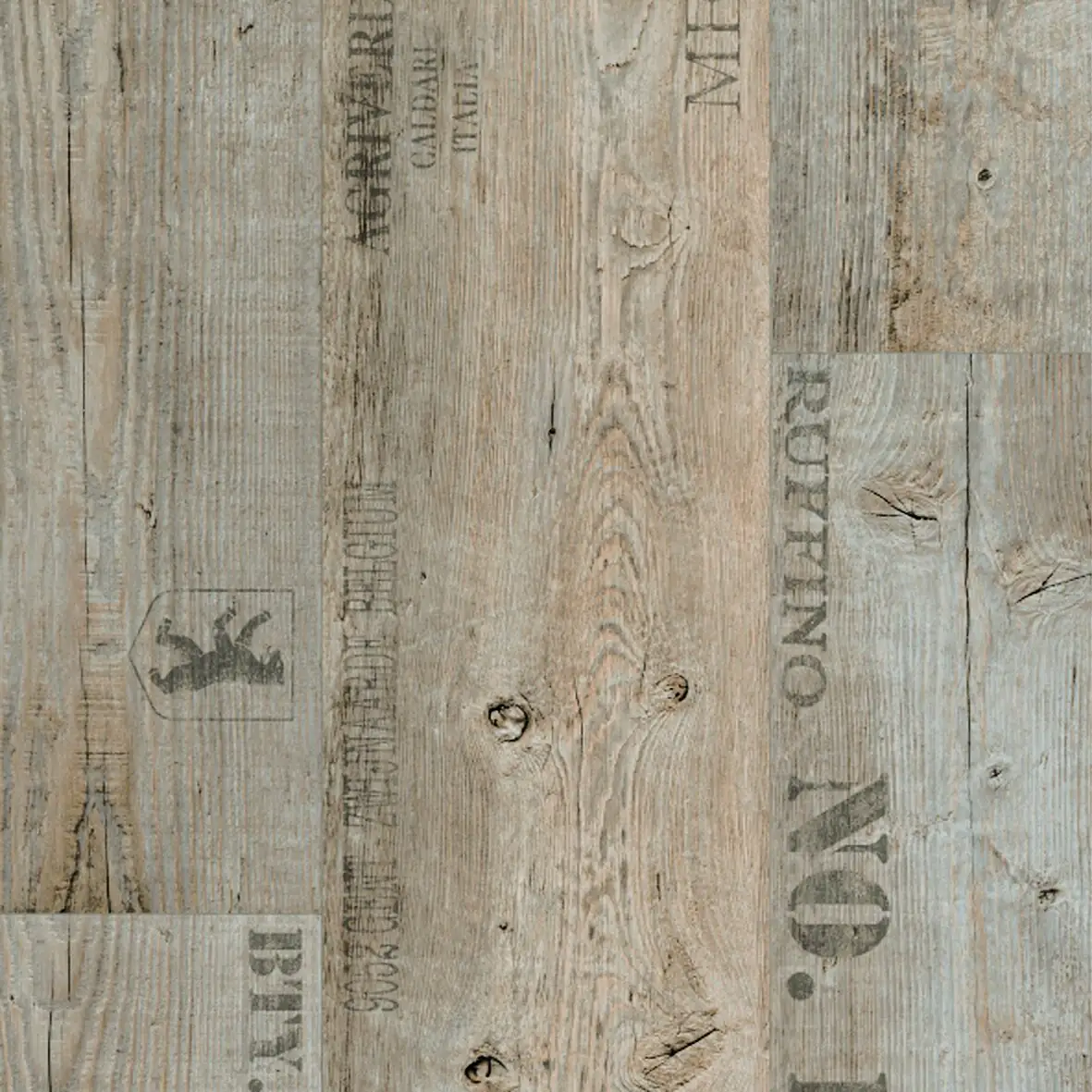 Bodenbelag Vinyl Cosy Holzoptik, Schrift beige, 3 m breit