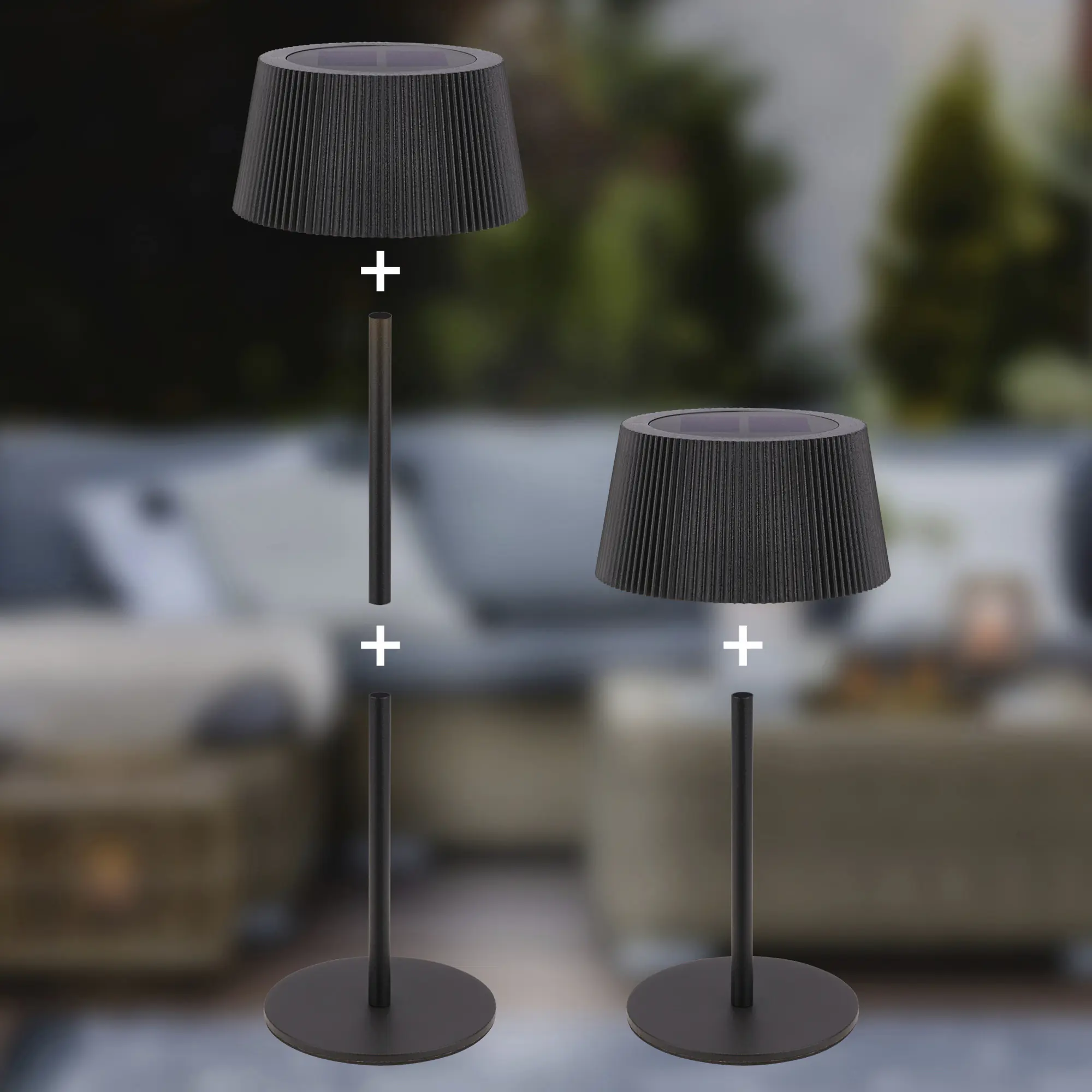 Briloner LED Solar-Tischleuchte Alia Ø 12 x 34 cm warmweiß-kaltweiß schwarz matt dimmbar