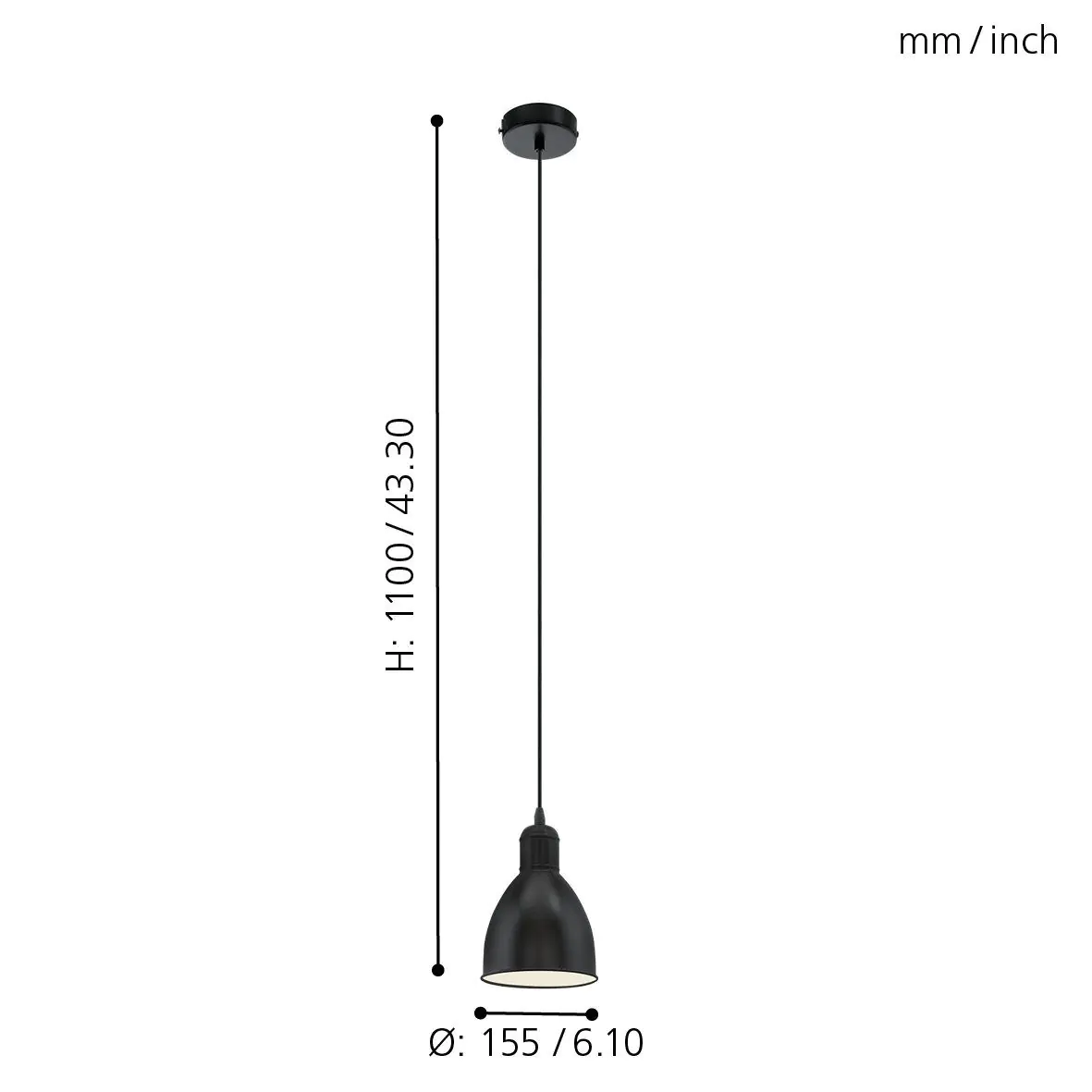 Eglo Pendelleuchte Priddy schwarz Ø 15,5 cm E27