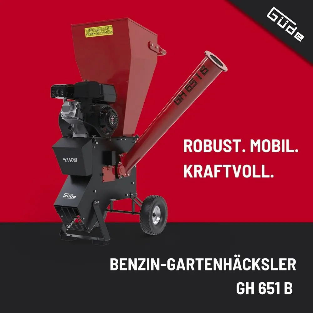 Güde Benzin-Gartenhäcksler GH 651 B max. Aststärke Ø 76 mm