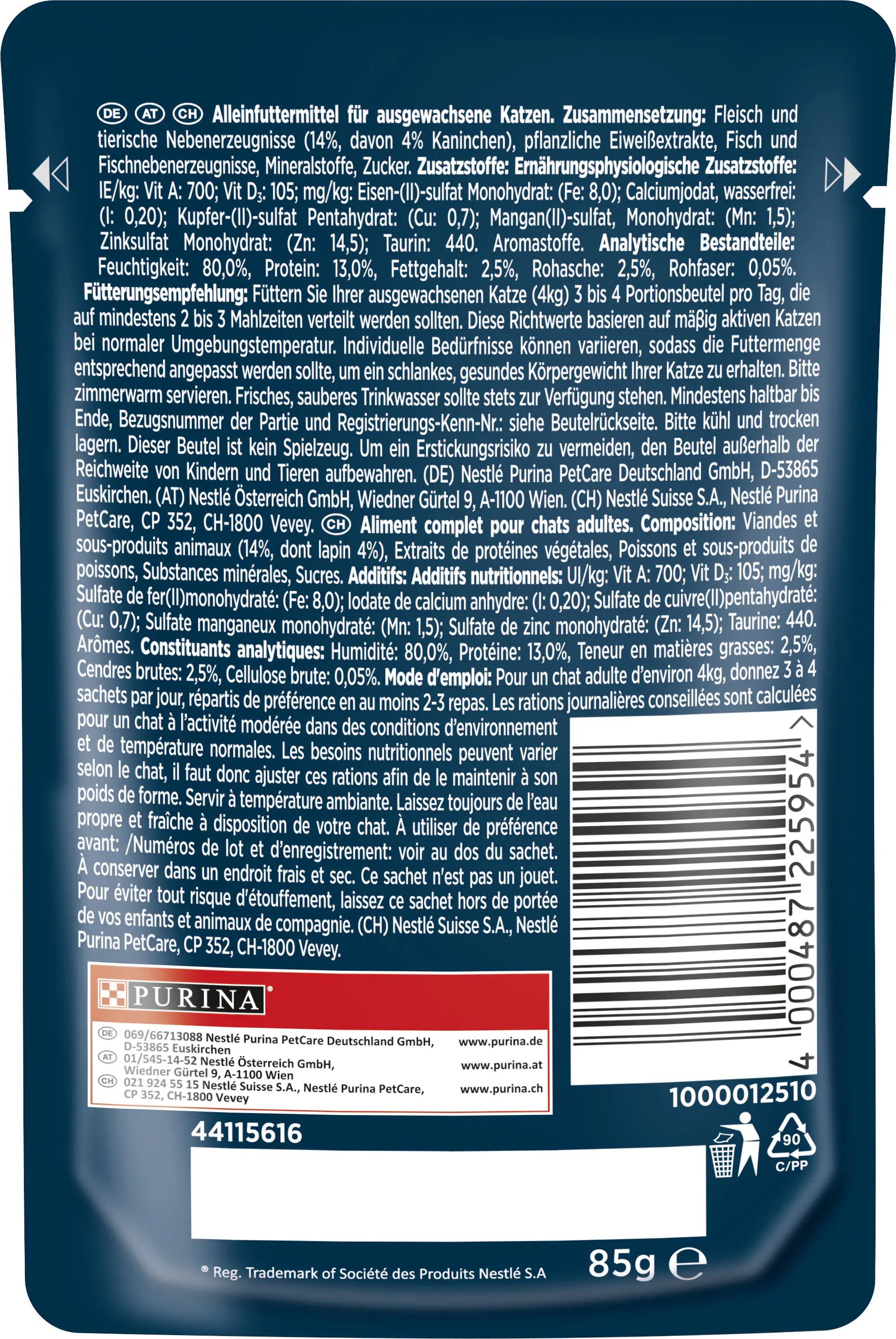 Gourmet Perle Erlesene Streifen mit Kaninchen 85 g