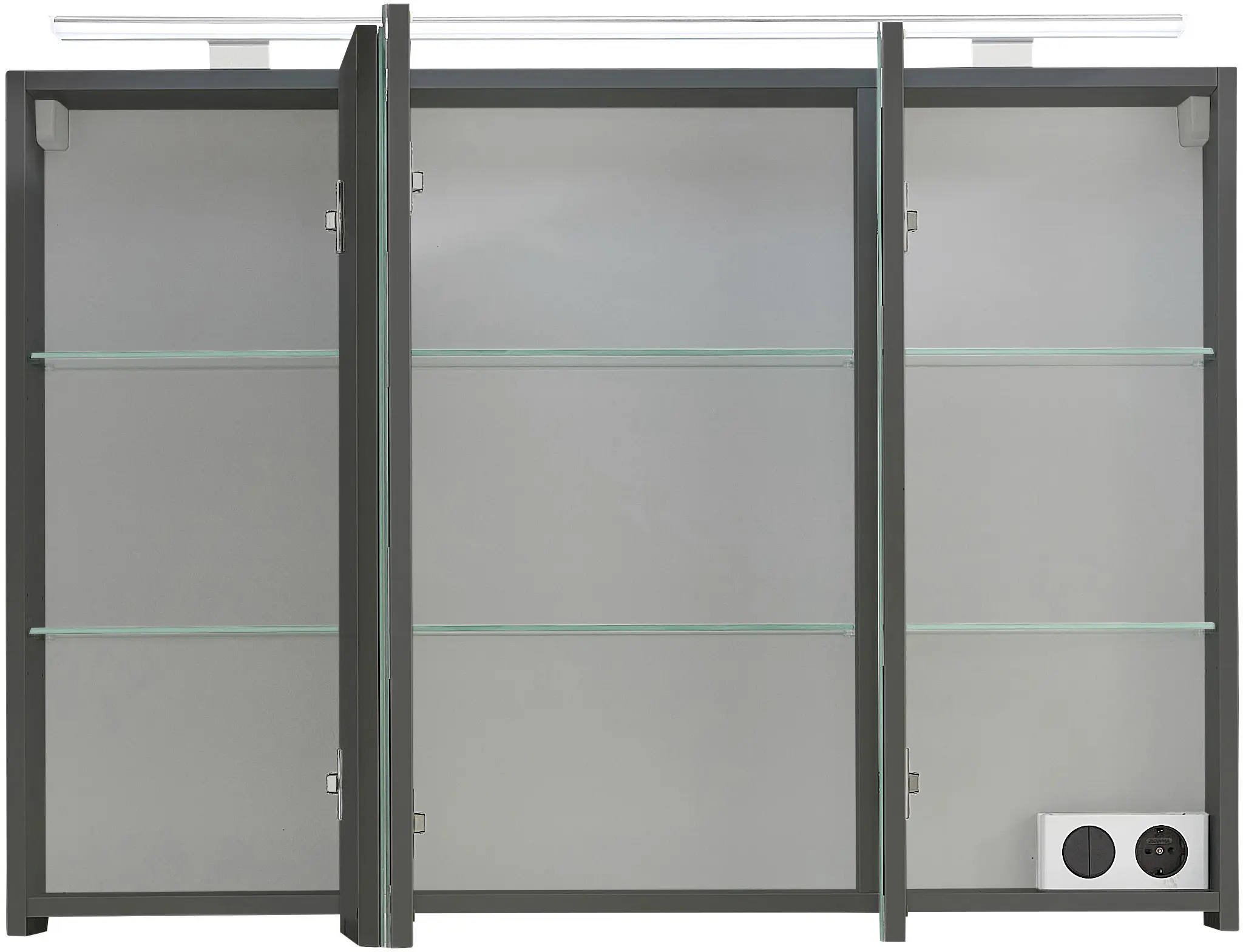 Primaster Spiegelschrank Düsseldorf mit Beleuchtung grau 100 x 70 cm