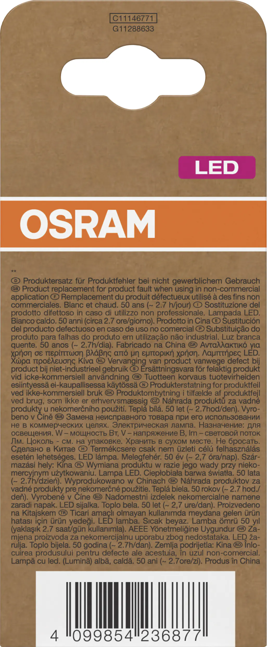 Osram LED Leuchtmittel Classic E27 7,2W matt warmweiß