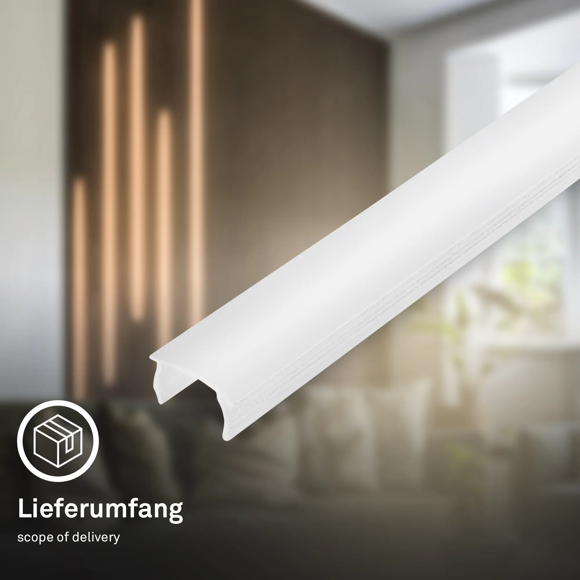 PC Profil Diffusor für Akustikpaneele Kunstoff 130 cm Milchglas Optik 16-17 mm