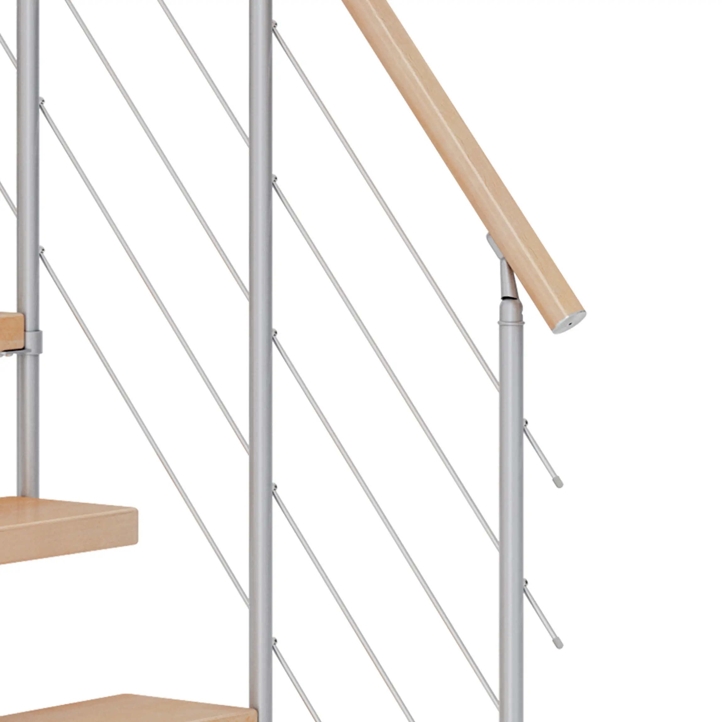 Dolle Mittelholmtreppe Dublin 1/4 gewendelt perlgrau 11 Stufen Buche