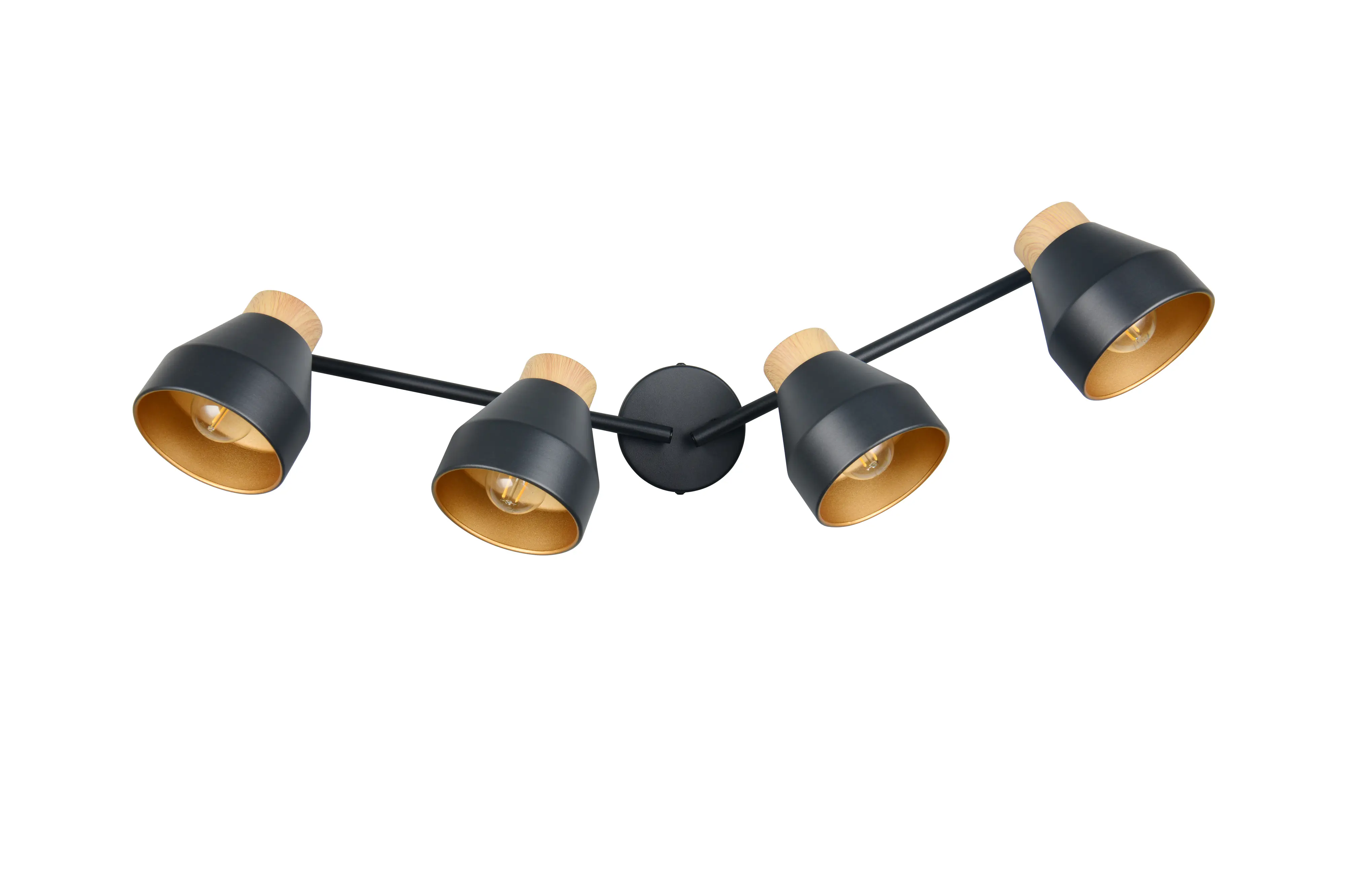 Trio LED-Deckenlampe 4er Spot Valentin 22 x 71,5 cm schwarz matt/natur