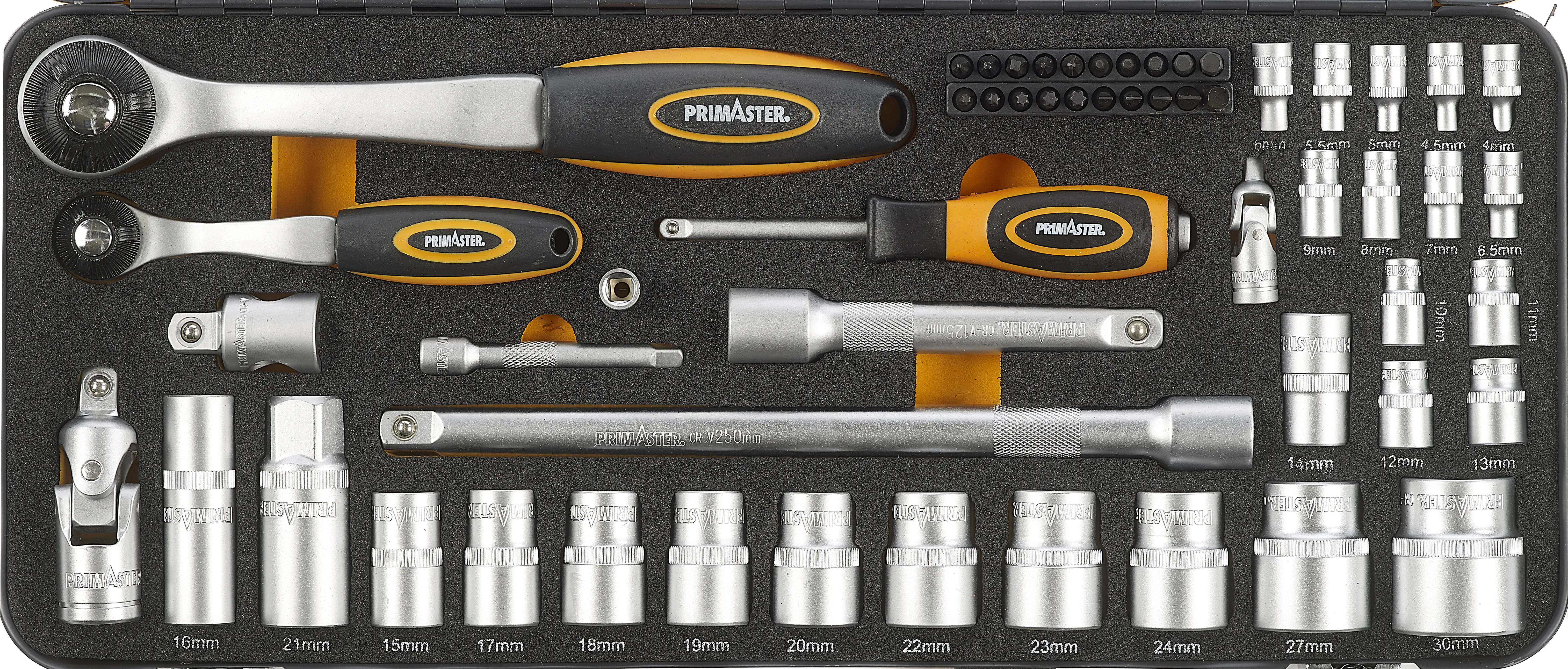 Primaster Mechaniker-Steckschlüssel-Set ST55 55-teilig 1/4" & 1/2"