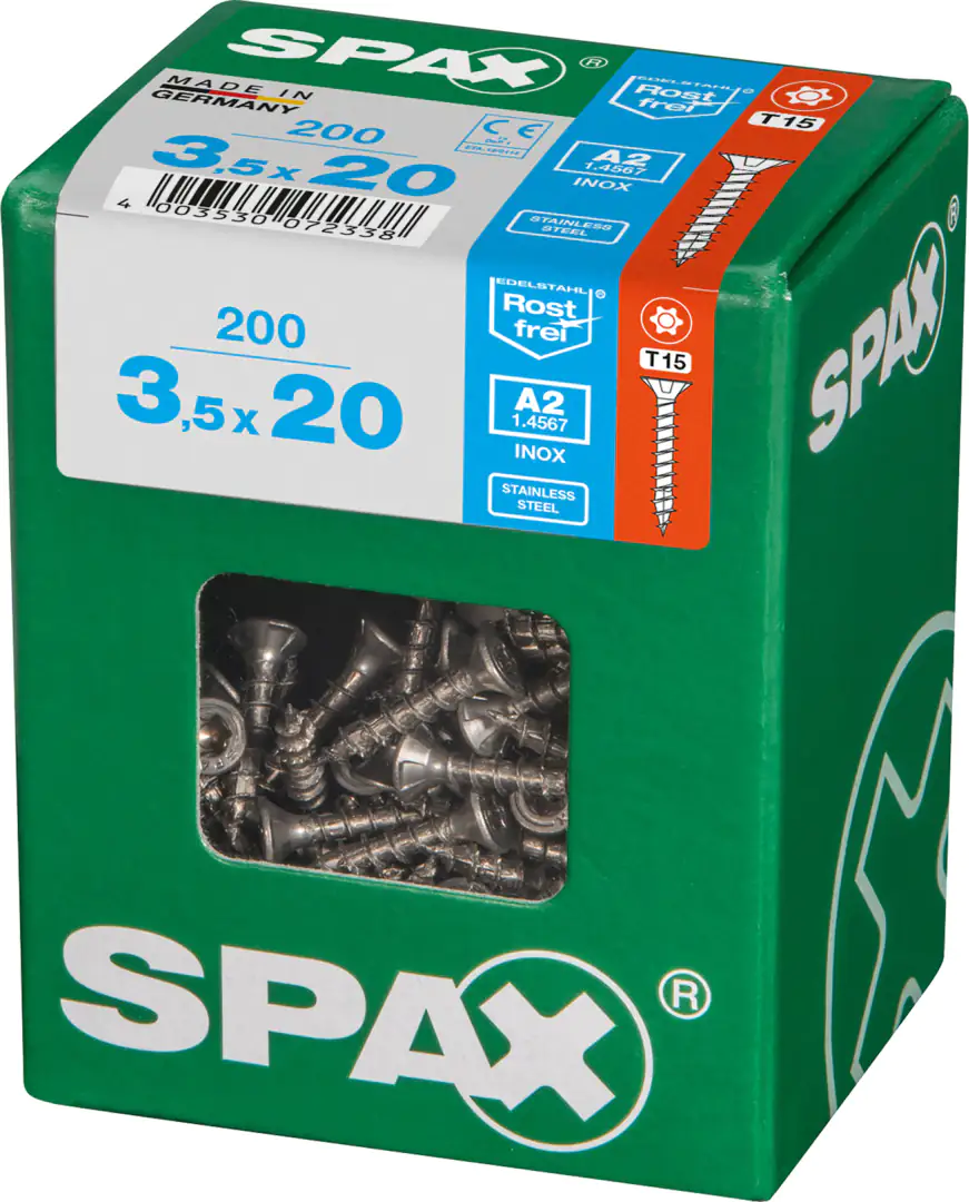 Spax Universalschrauben 3.5 x 20 mm TX 15 - 200 Stück Edelstahl