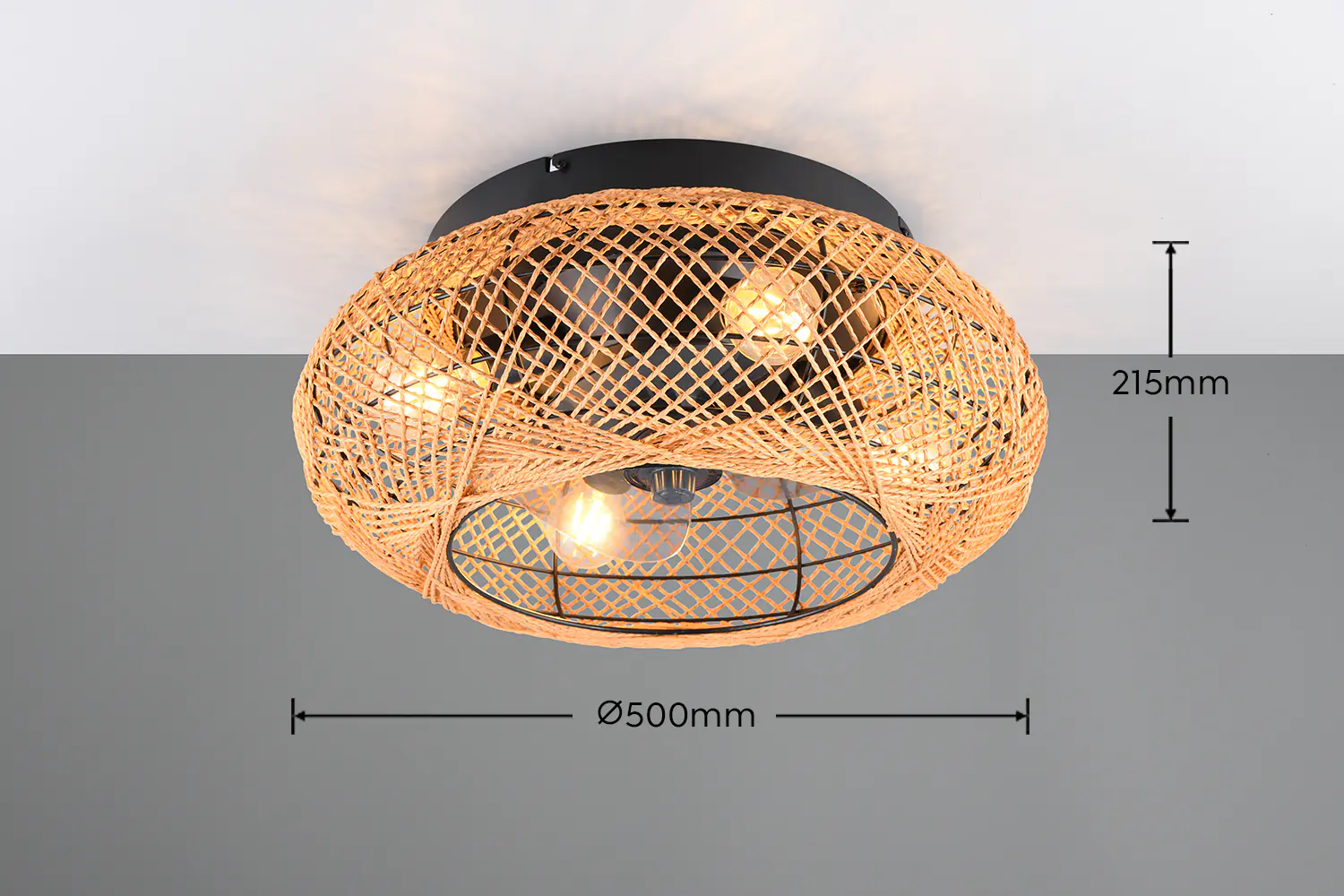 Trio Deckenleuchte mit Ventilator Lillesand Ø 50 cm 10 W braun/schwarz matt