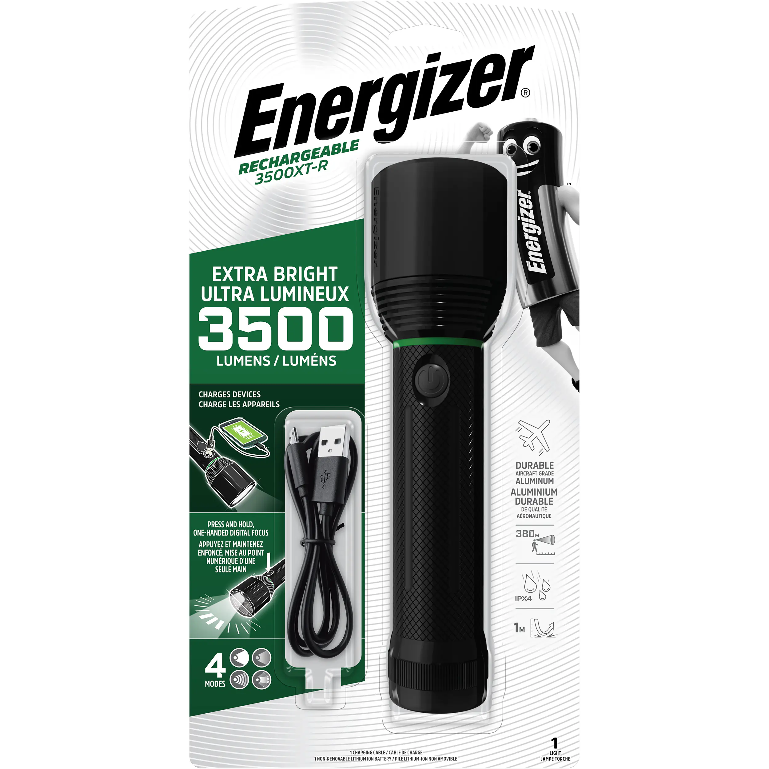 Energizer Taschenlampe 3500XT-R wiederaufladbar inkl. USB Kabel schwarz