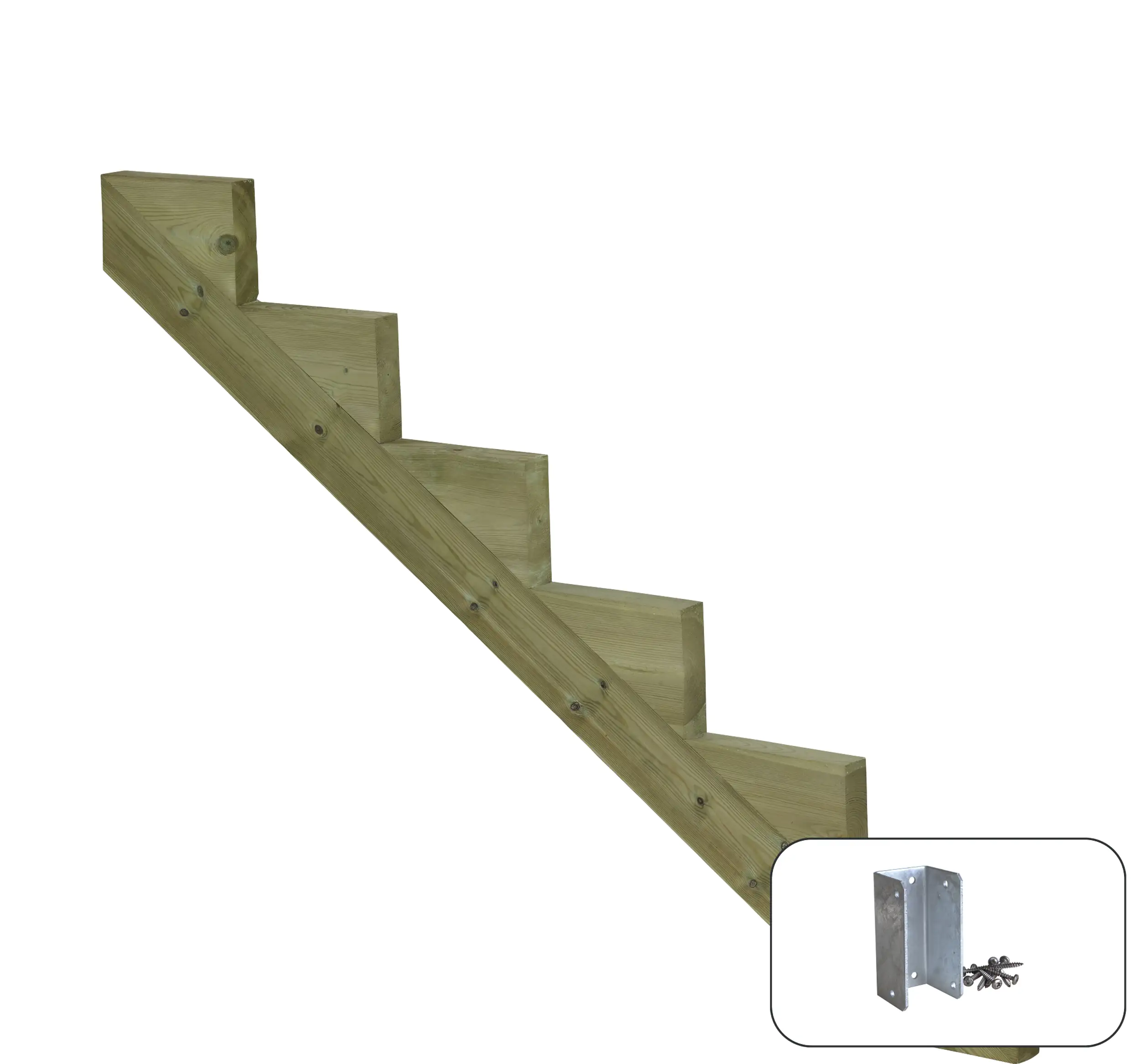 Plus Treppenwange Kiefer 17 cm Stufenhöhe mit Beschlag