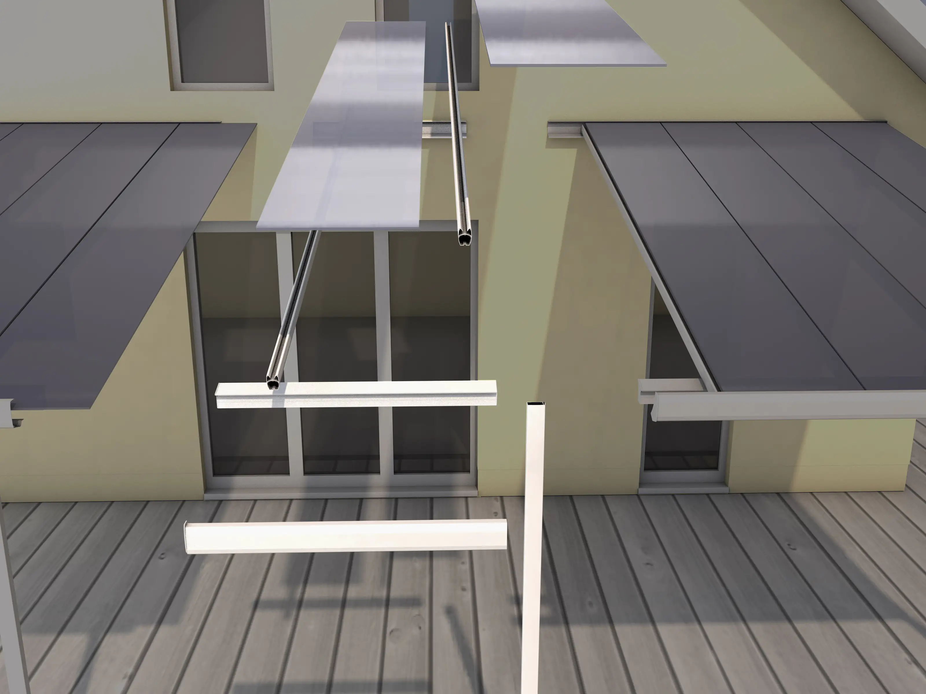 Gutta Terrassendach EW-Satz 120x406cm weiß