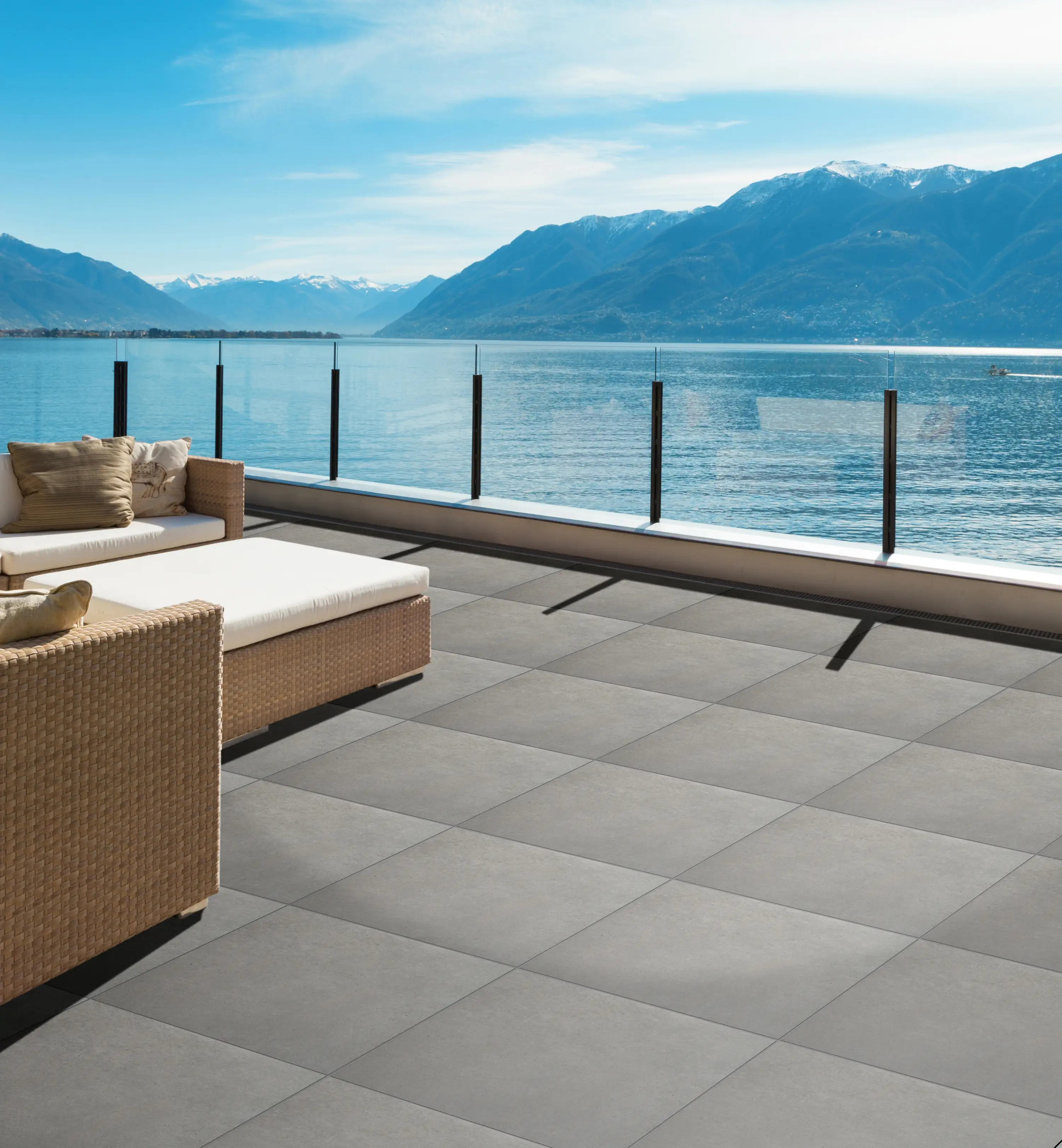 Terrassenplatte Feinsteinzeug Bellagio 60 x 60 x 2 cm dunkelgrau