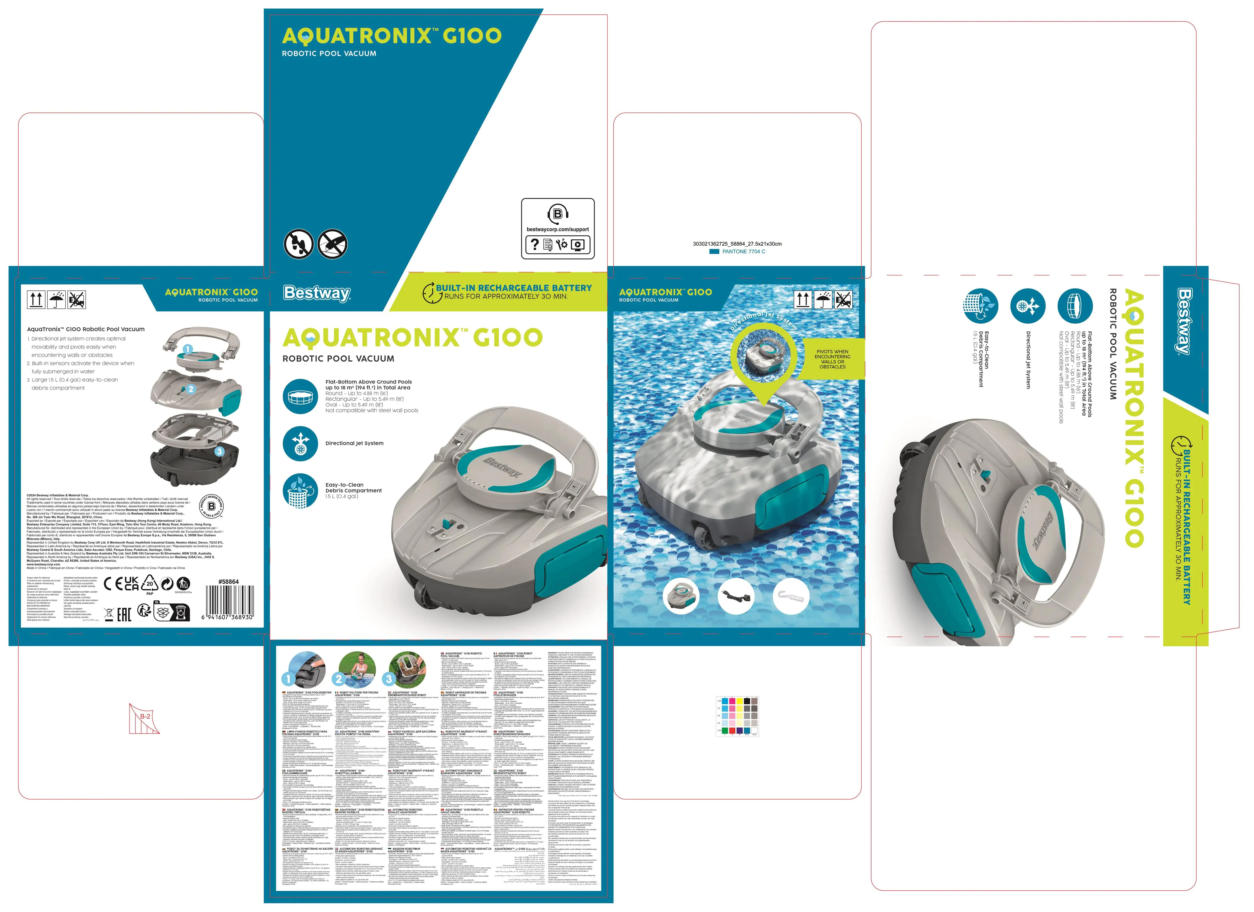 Bestway Akku Poolroboter AquaTronix G100 grau blau