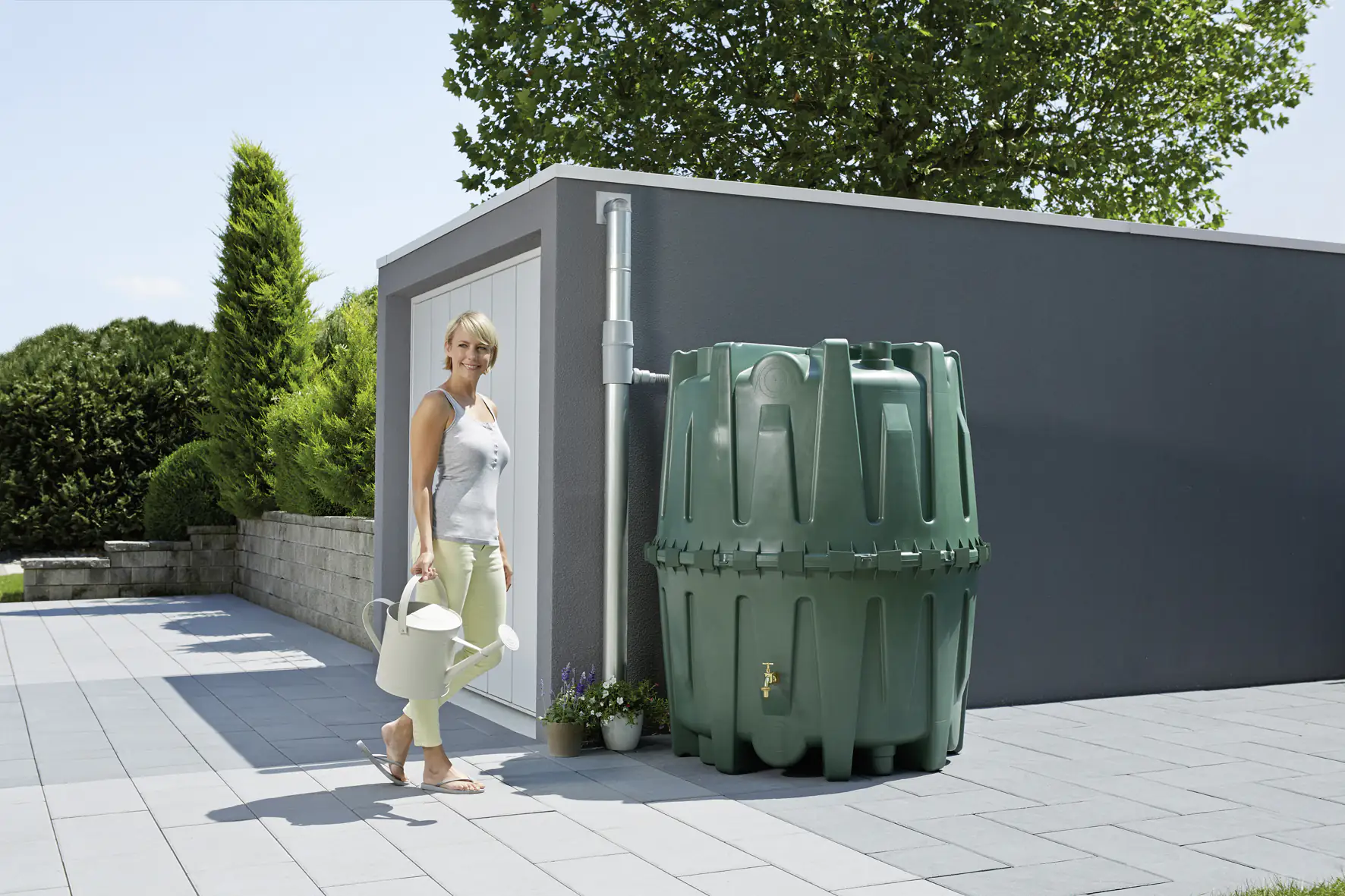 4rain Regenwasser Tank-Set Herkules 1.600 l, grün