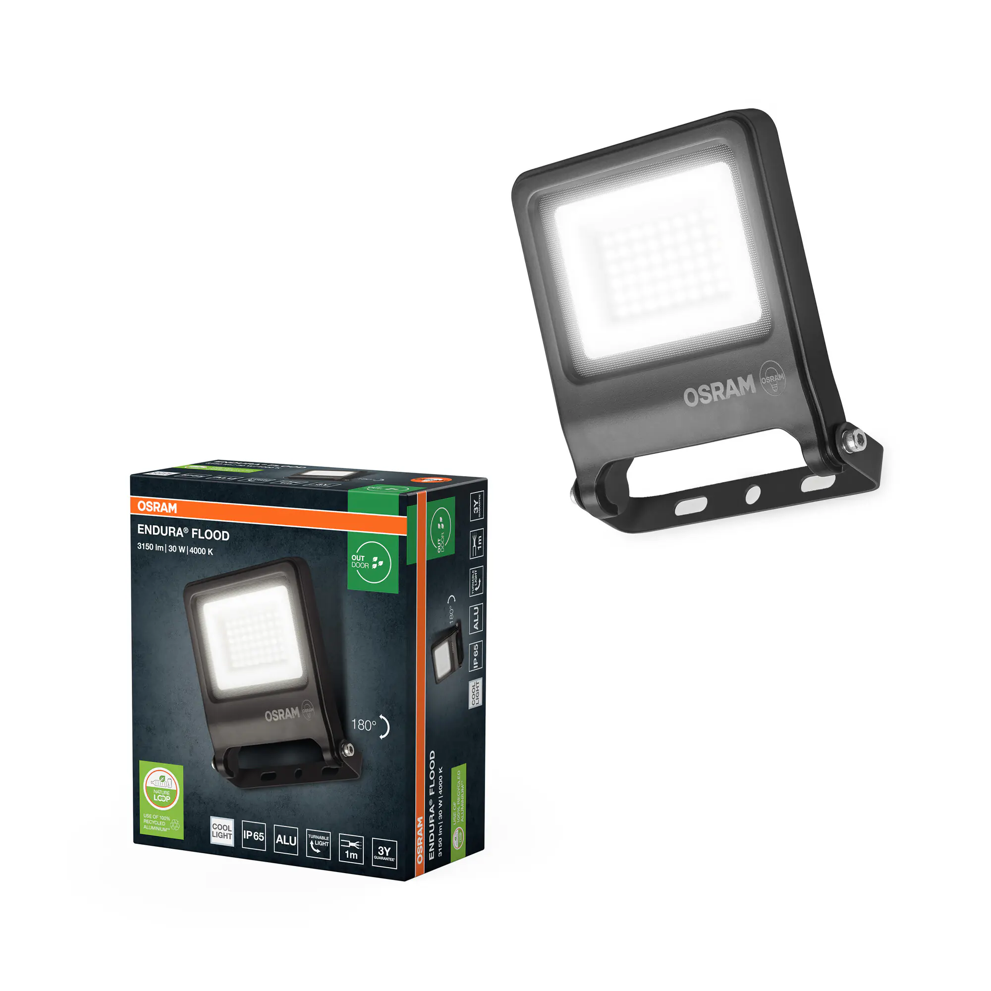 Osram Außenleuchte ENDURA Flood 30W PCR dunkelgrau kaltweiß
