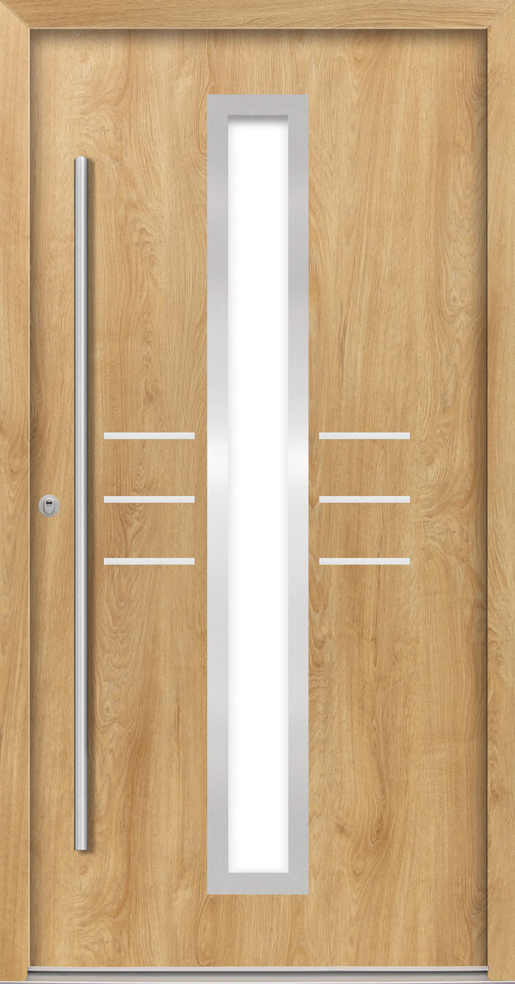 Splendoor Haustür Passivedoor Premium B07 RC2 Eiche Natur DIN Links 100 x 210 cm