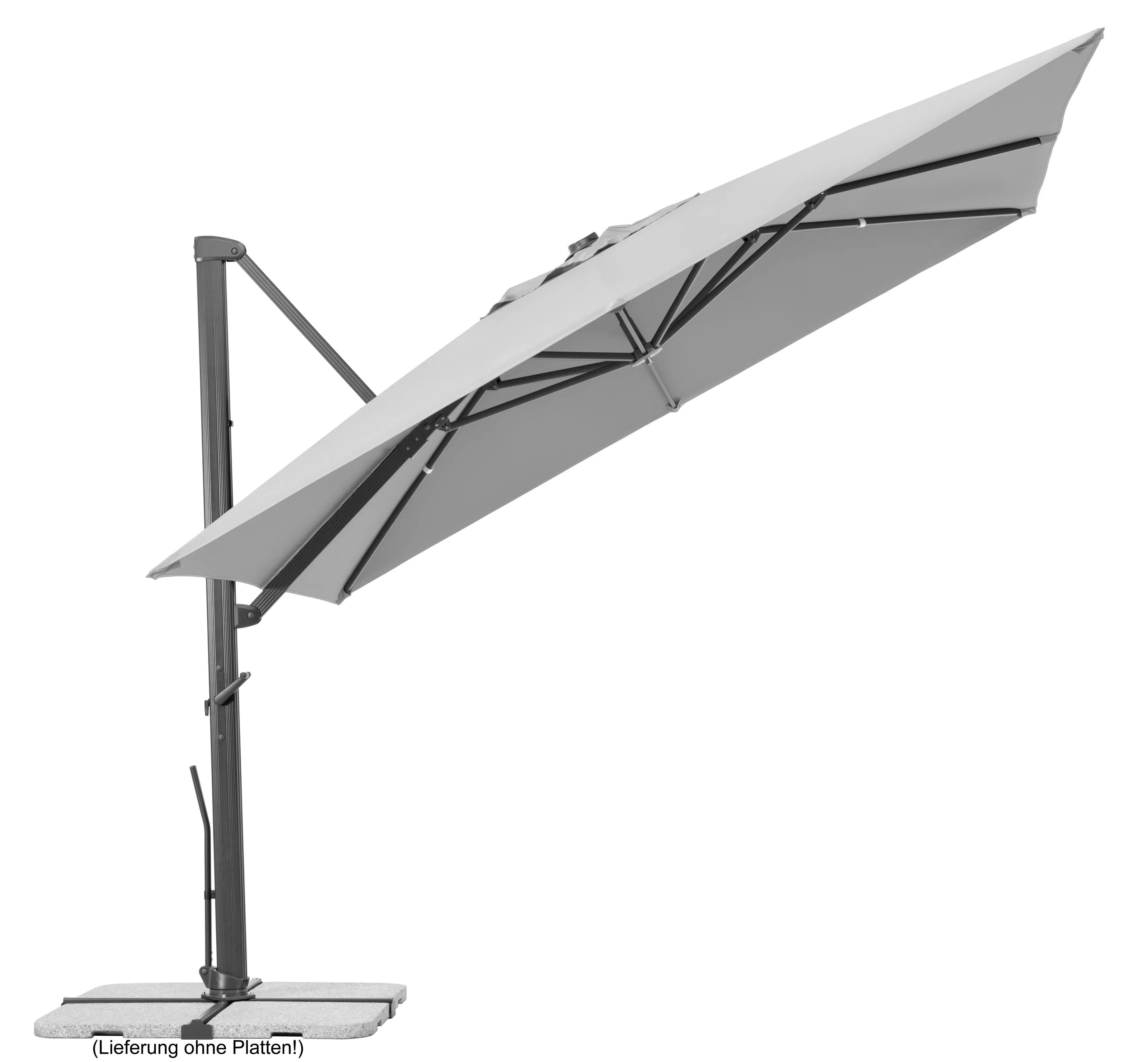 Schneider Ampelschirm Rhodos Smart silbergrau 300 x 300 cm inkl. Sonnenschirmhülle
