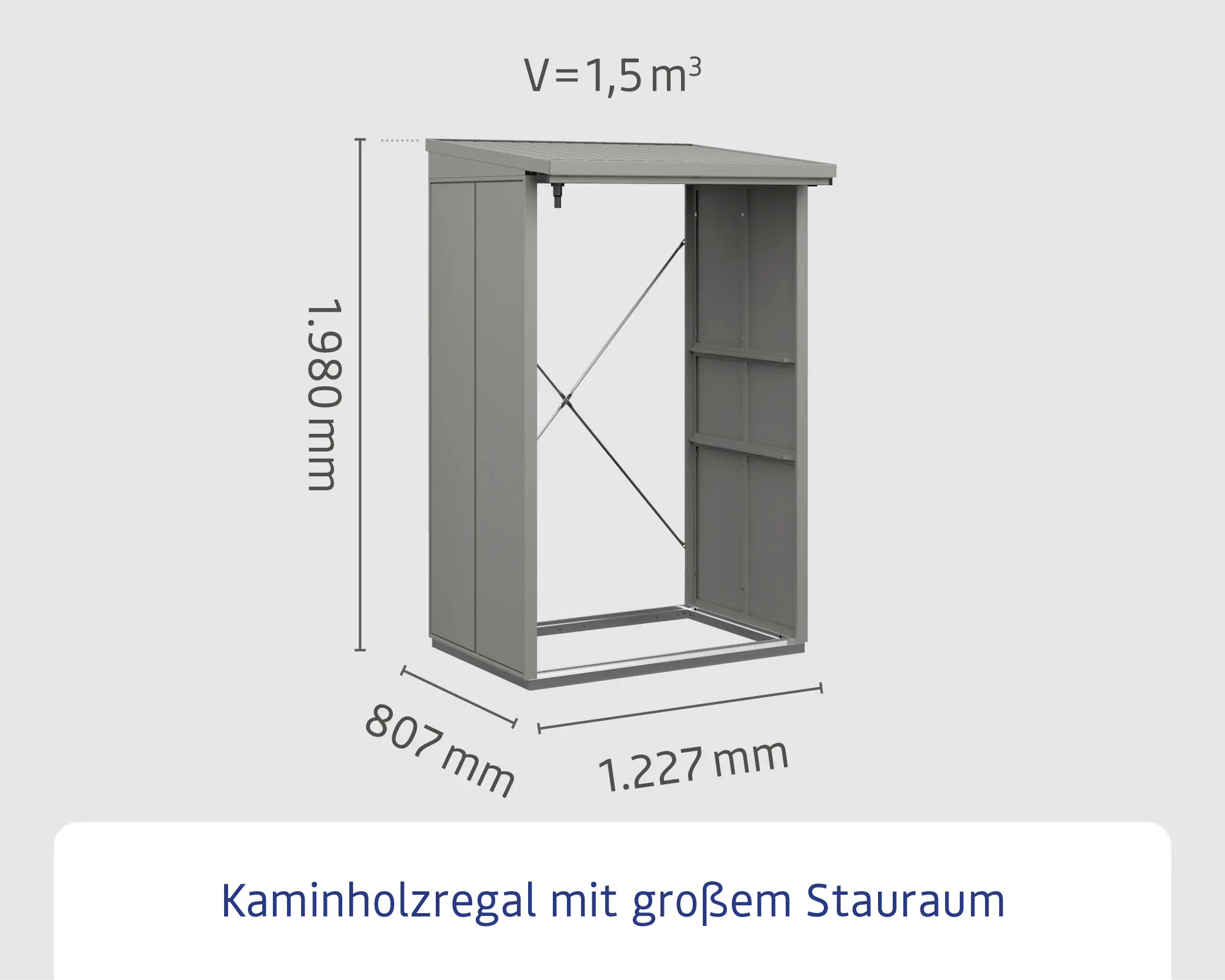 Ecostar Kaminholzregal Elegant-V Typ 1, graualuminium, mit Verstrebung