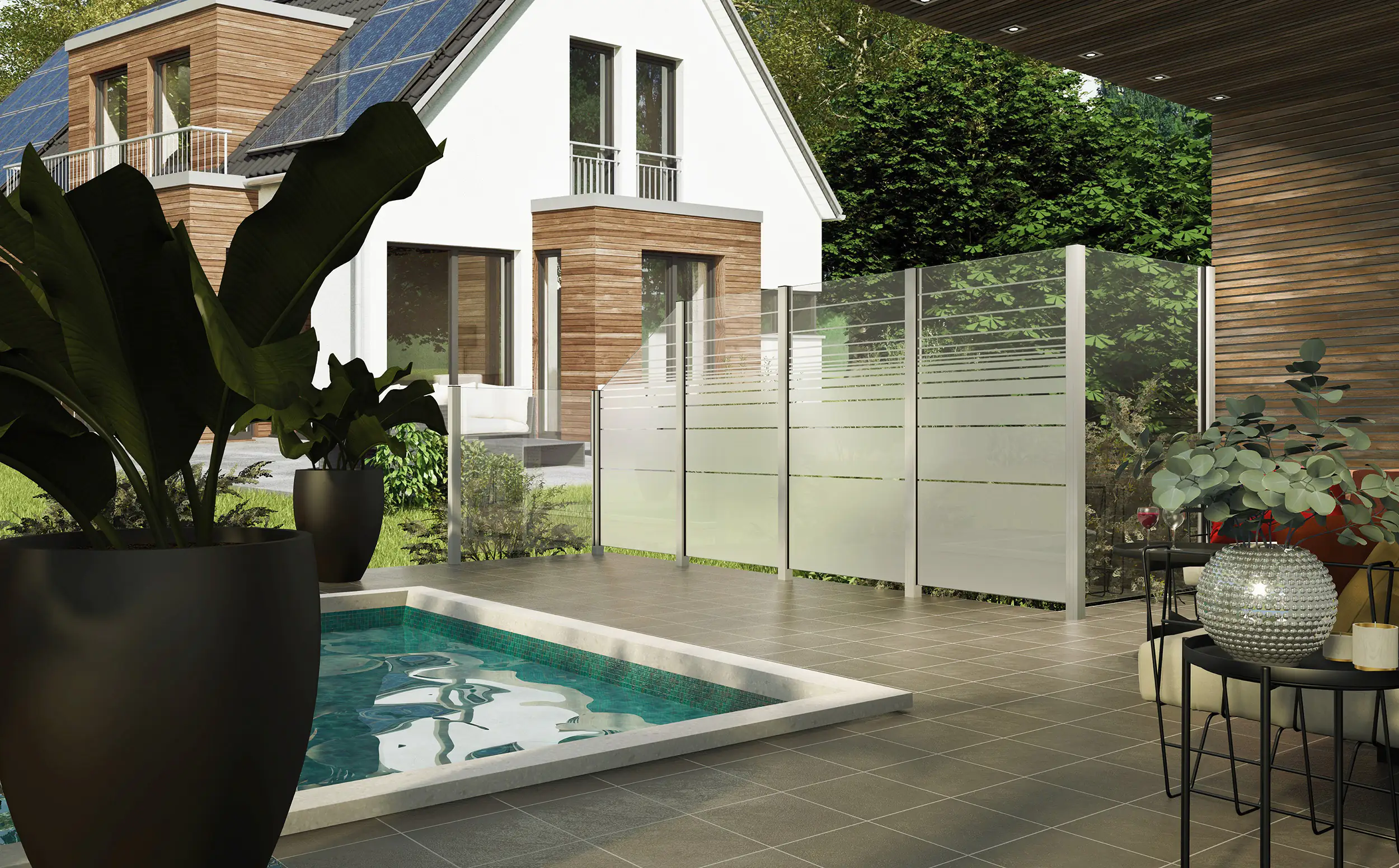 Ambiente Glaszaun Dekor 81 103 x 120 cm gehärtetes 8 mm Glas