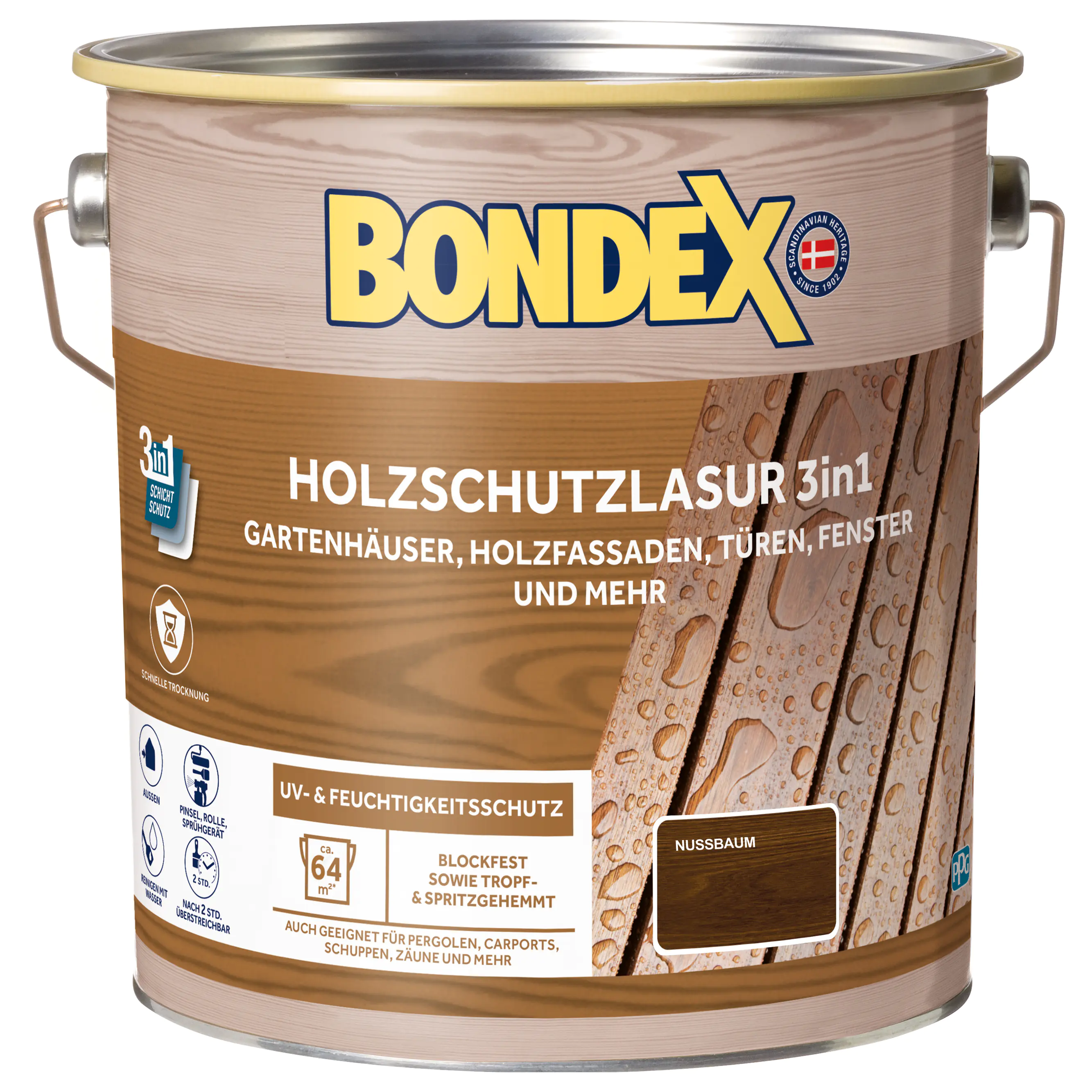 Bondex Holzschutzlasur 3in1 4 L nussbaum
