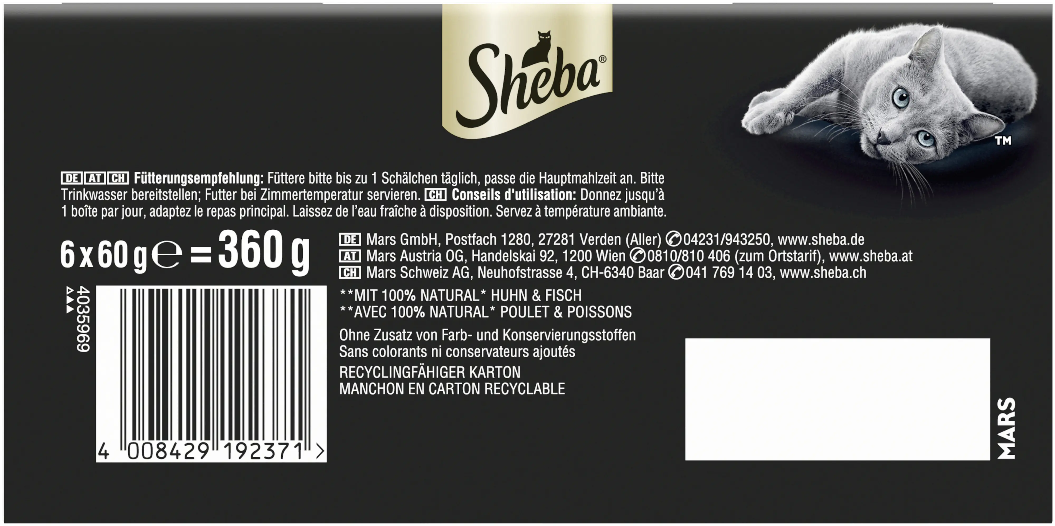 Sheba Katzennassfutter Filets Multipack Adult 6 x 60 g verschiedene Sorten