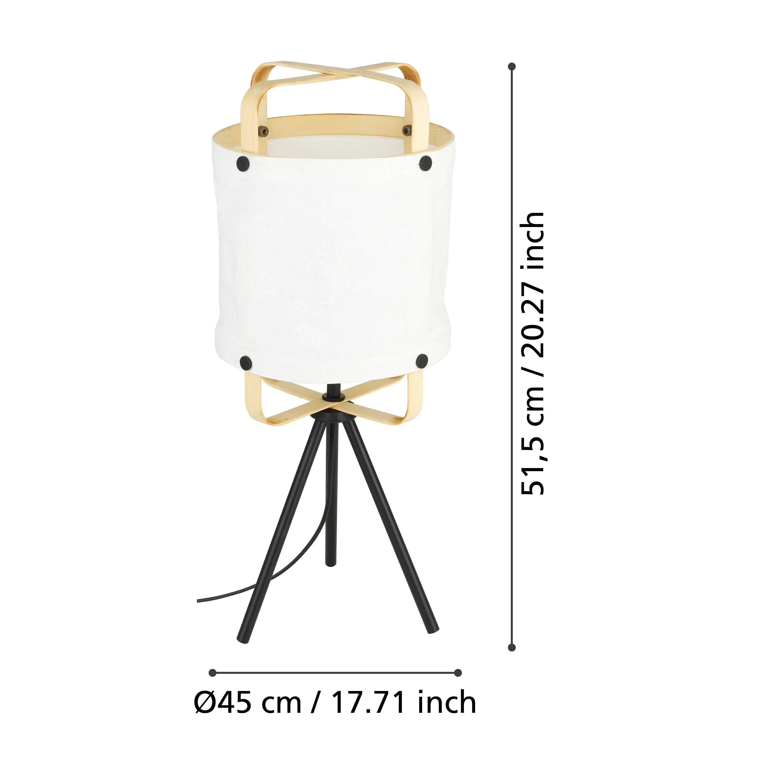 Eglo Tischlampe Surfleet schwarz natur 51,5 x 20 cm