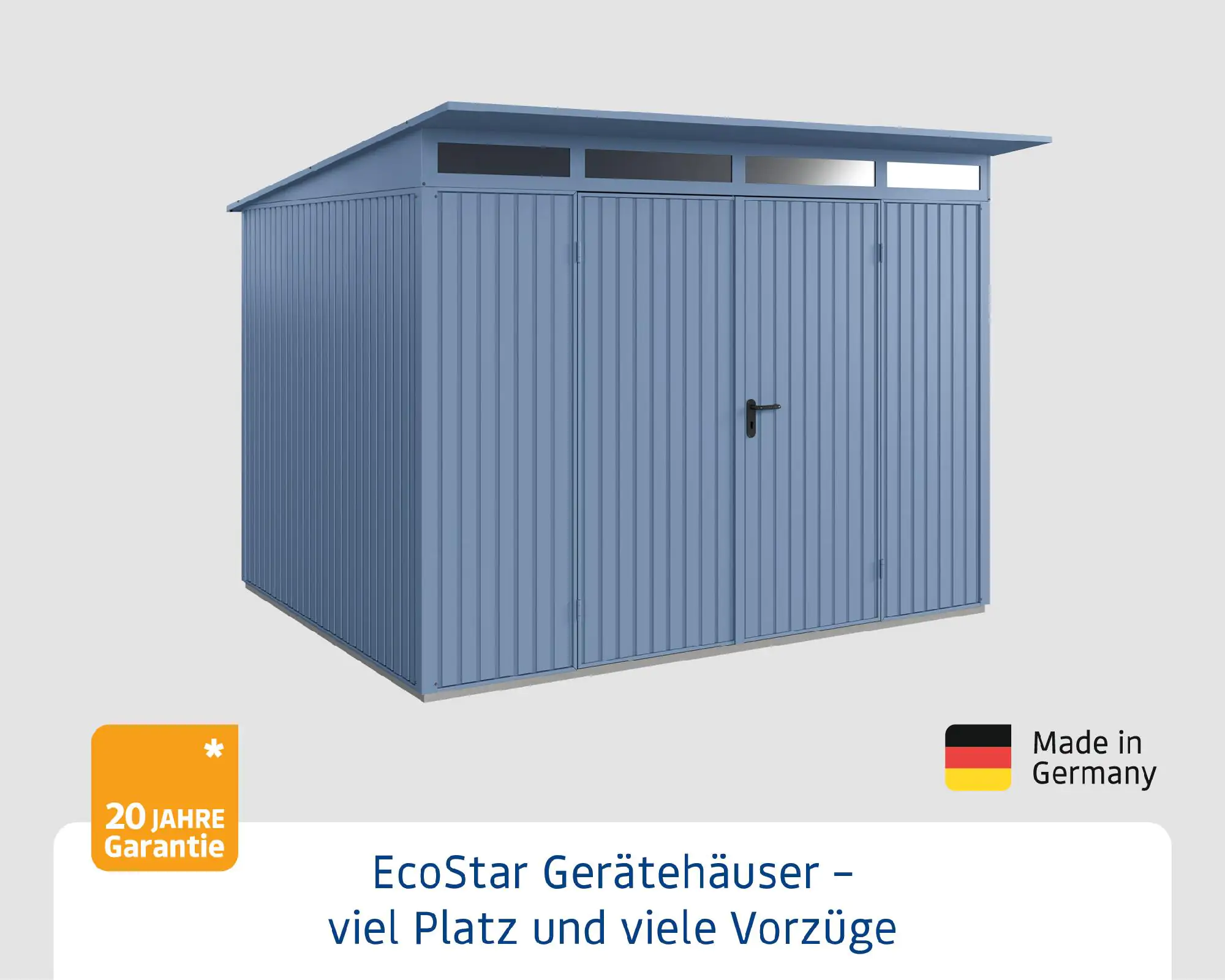 EcoStar Gerätehaus Trend-P Typ 3 taubenblau 312,7 x 283,4 x 232,3 cm