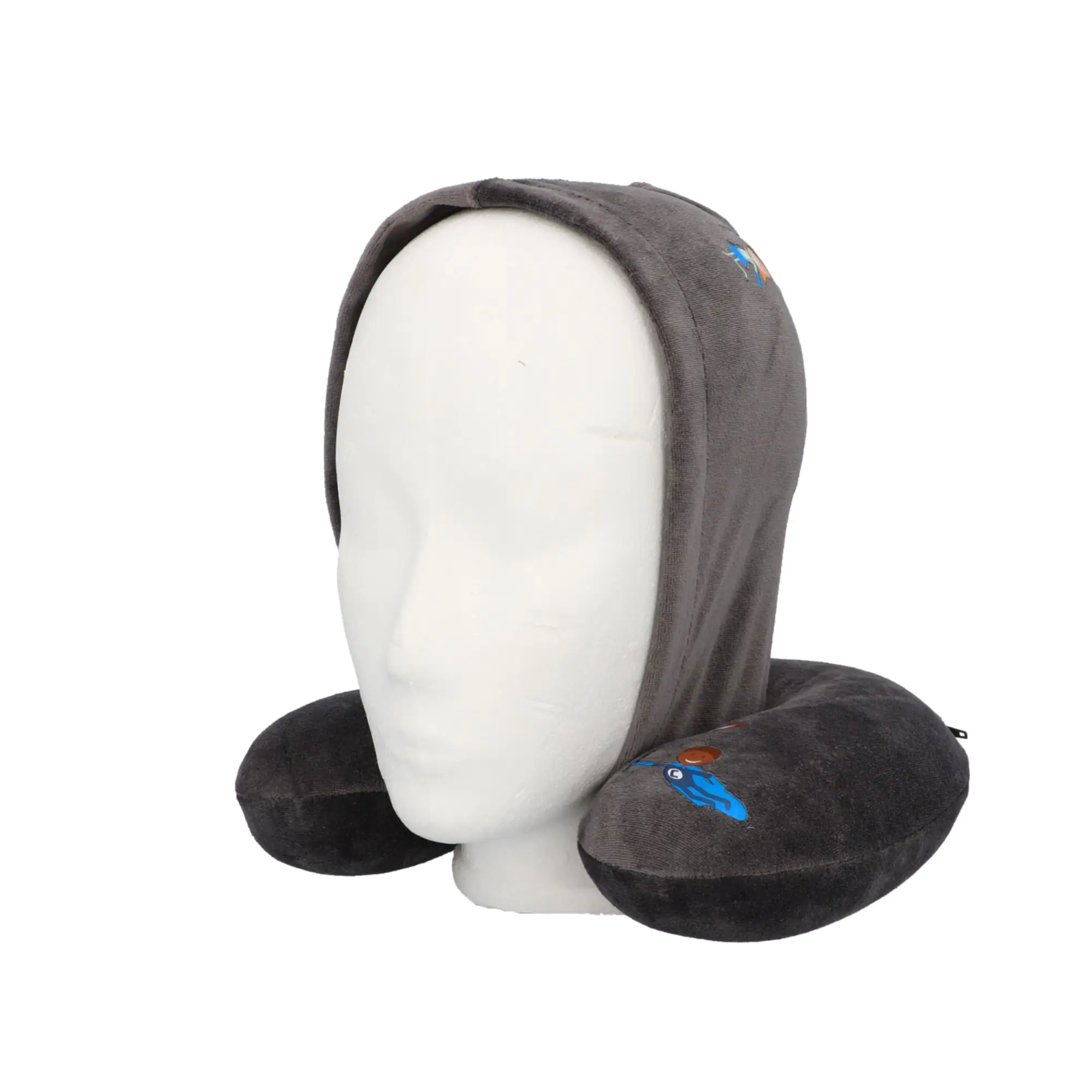 Cartrend Kids Nackenkissen mit Kapuze grau