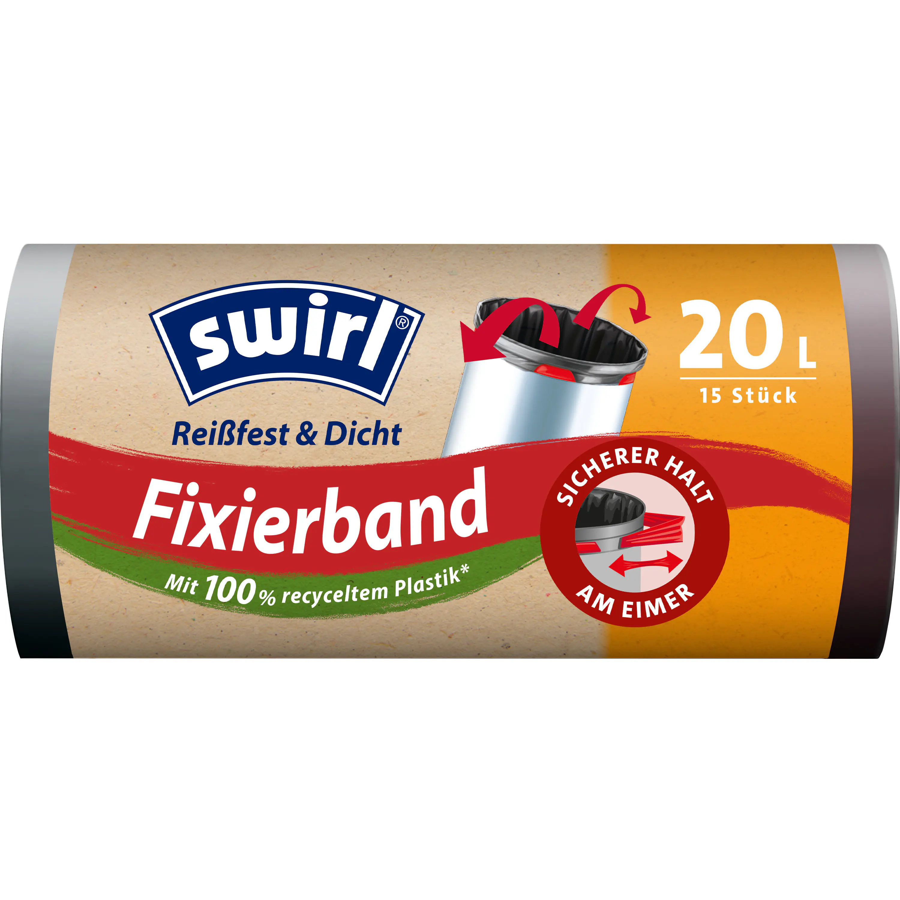 Swirl® Fixierband-Müllbeutel 20 L Reißfest & Dicht