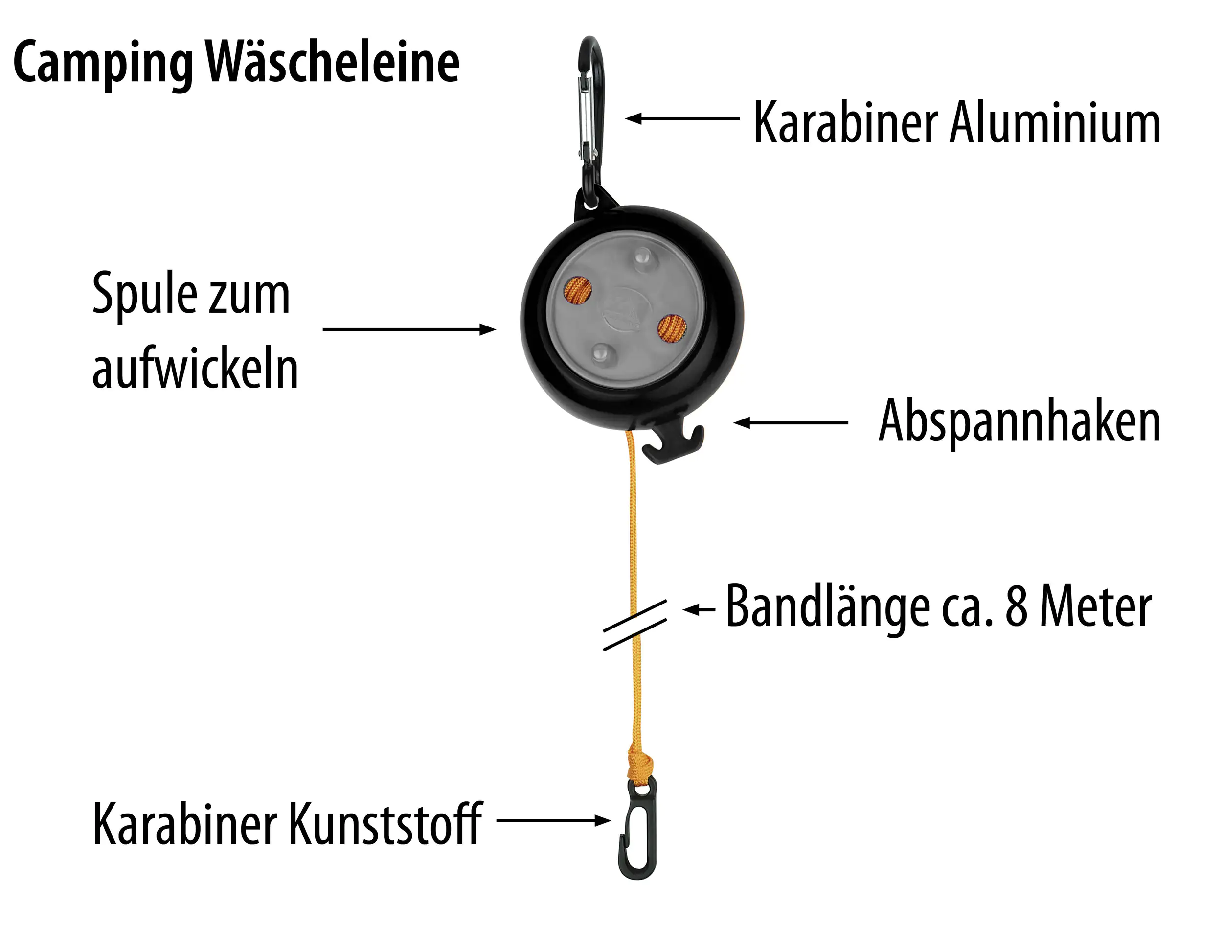 Calima Wäscheleine aufrollbar 8m
