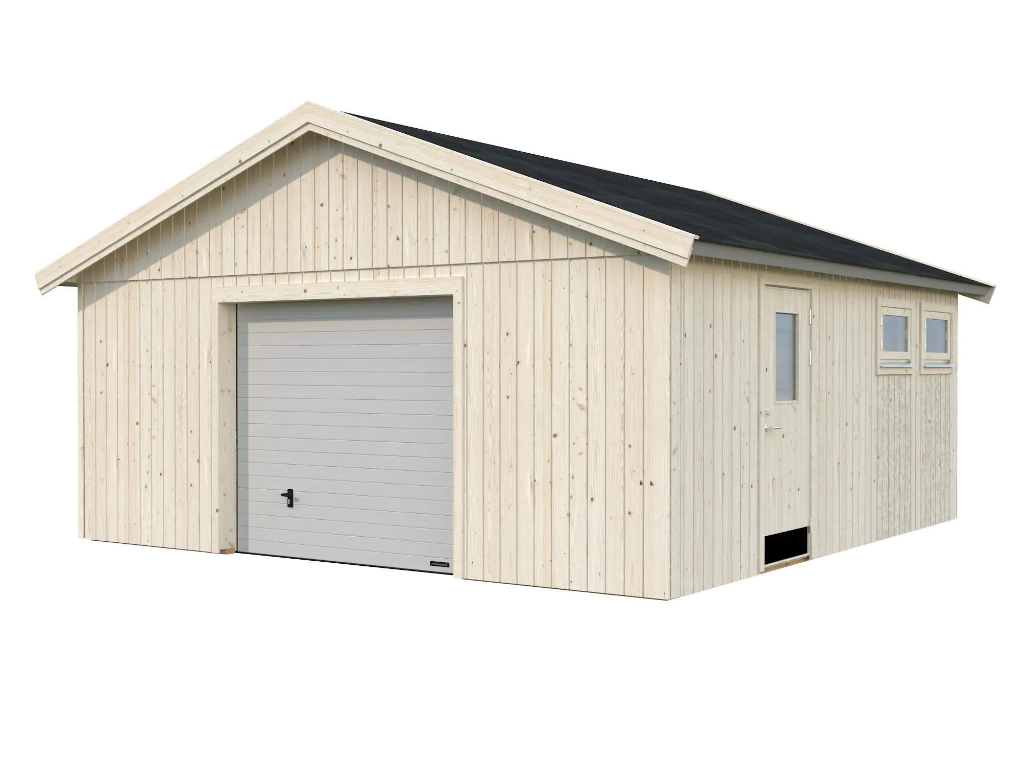 Palmako Fertiggarage Andre 557 x 576 cm mit Sektionaltor naturbelassen