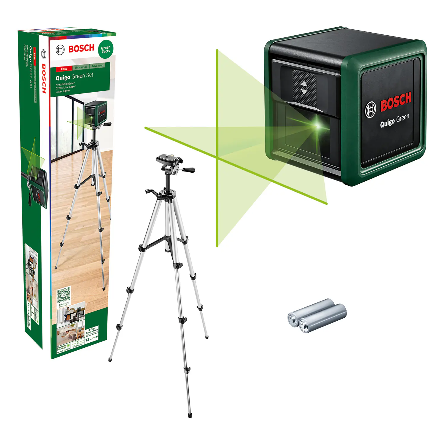 Bosch Kreuzlinienlaser Quigo Green mit Stativ 